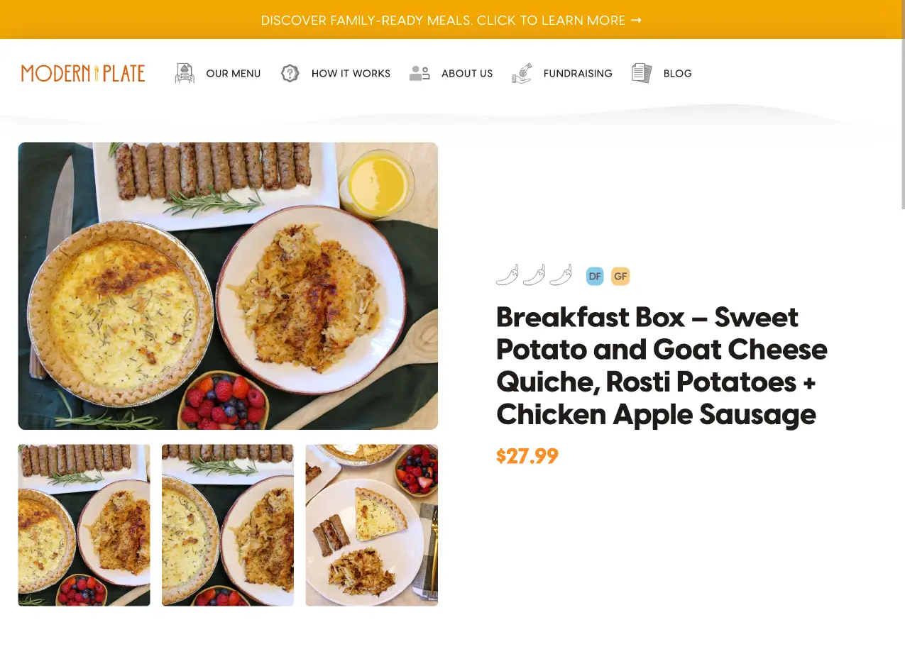 Product page with image gallery