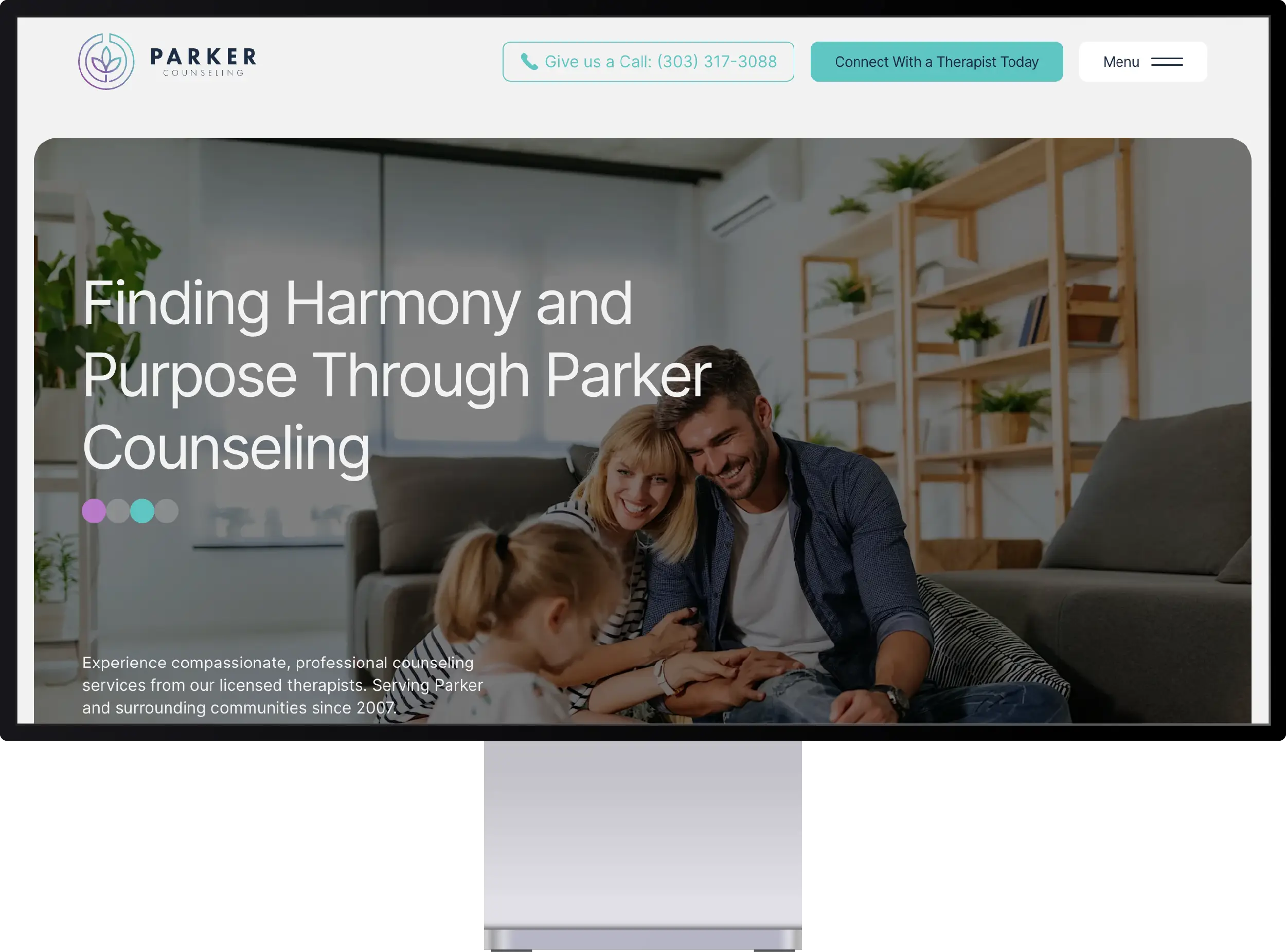 Homepage of Parker Counseling's website