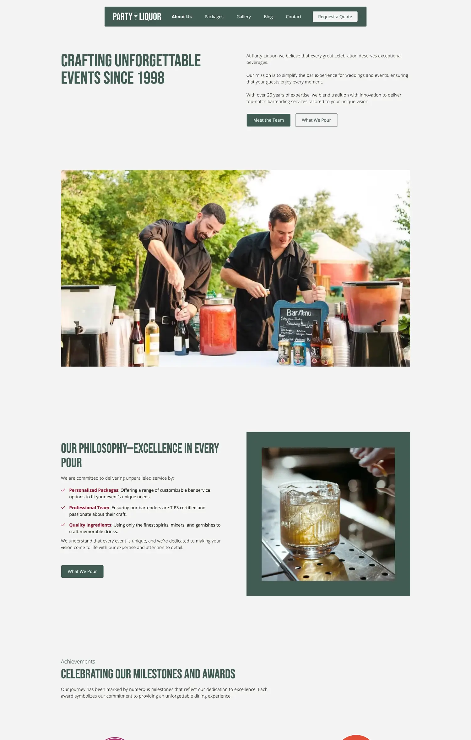 Party Liquor's about page