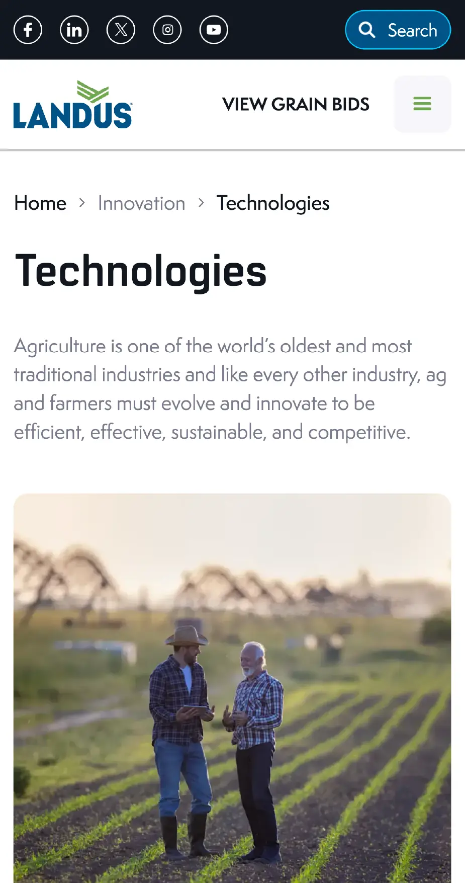 Hero section for Landus technologies page