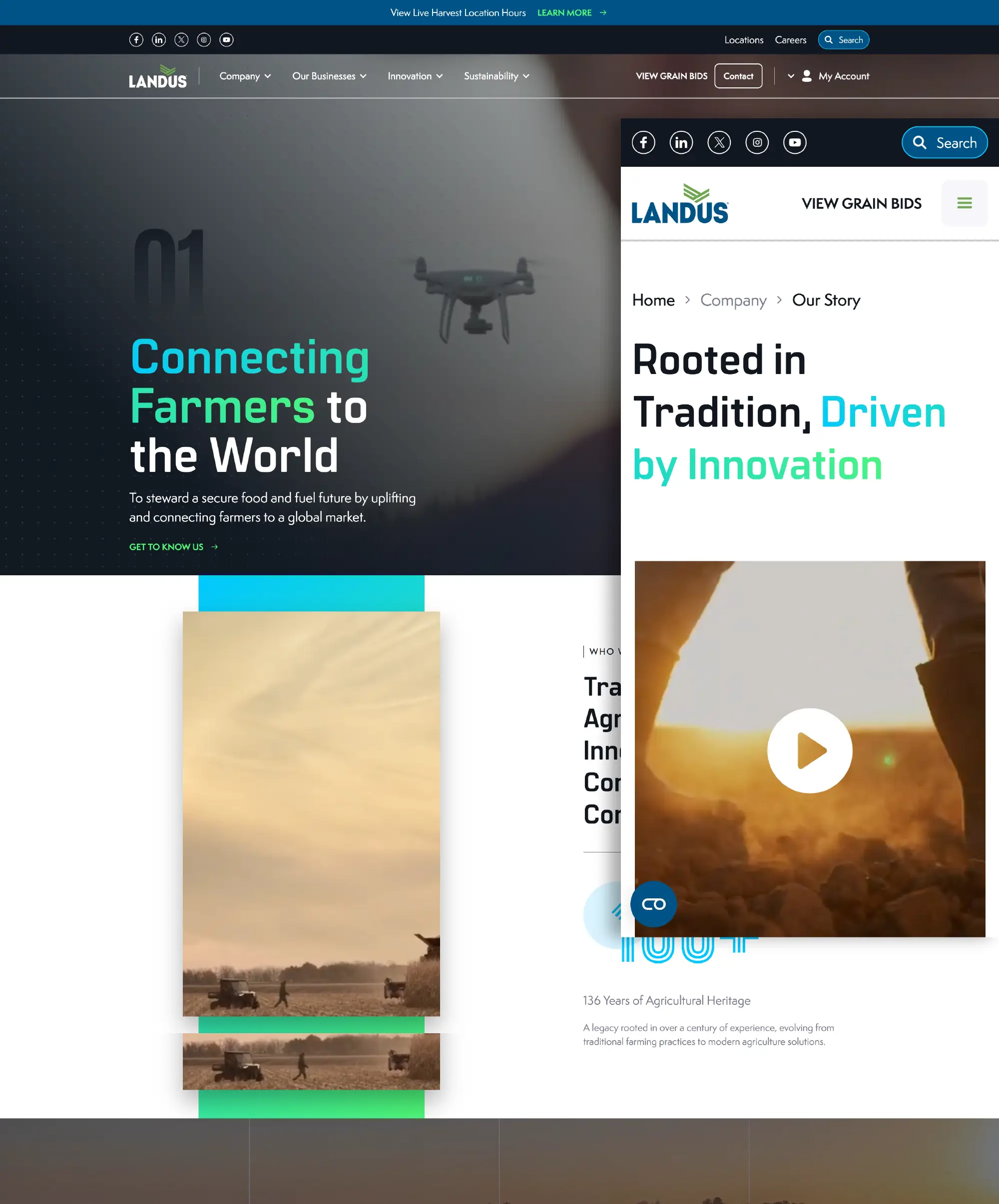 Desktop and mobile mockup of Landus homepage