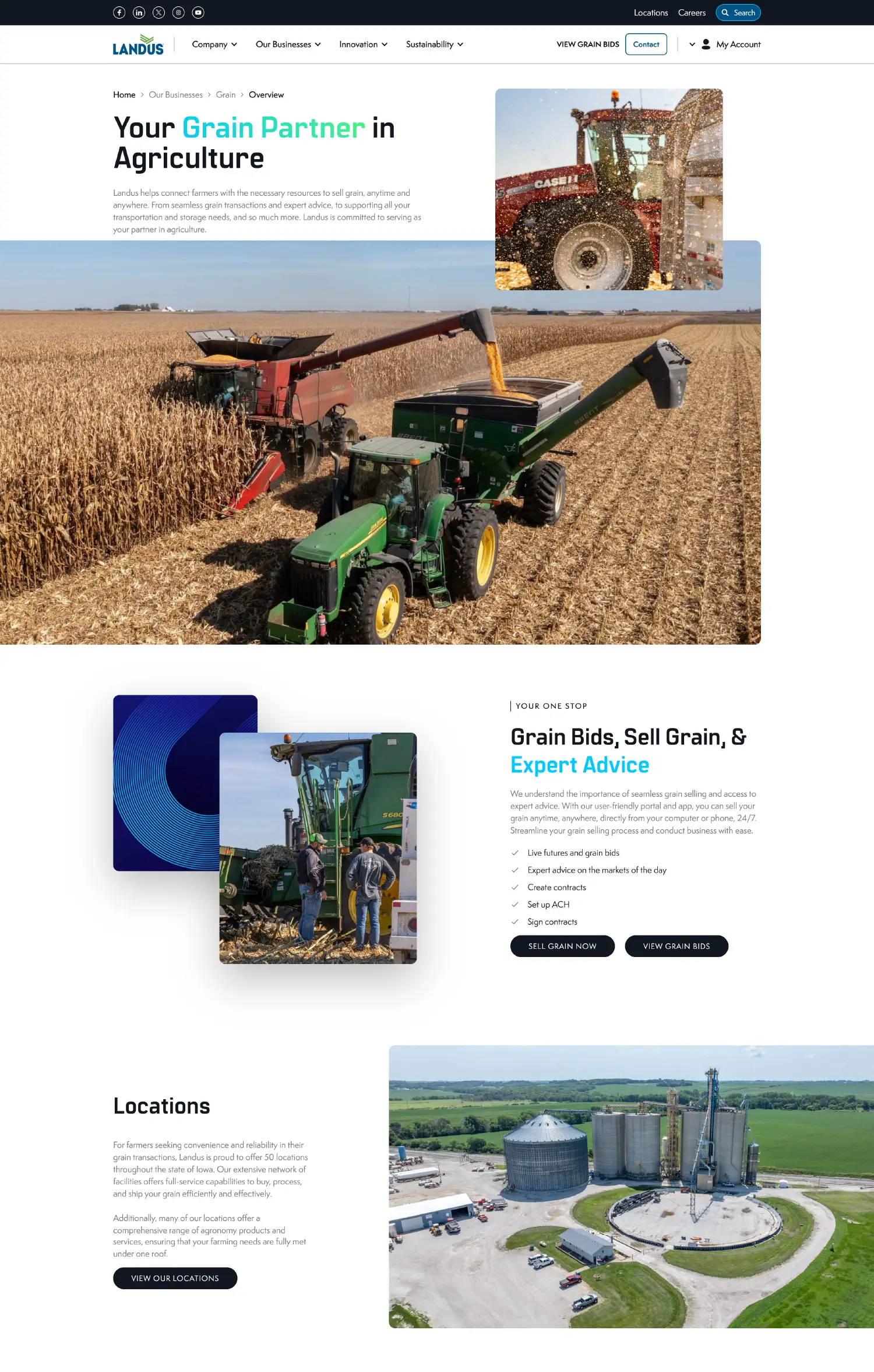 About page mockup for Landus website