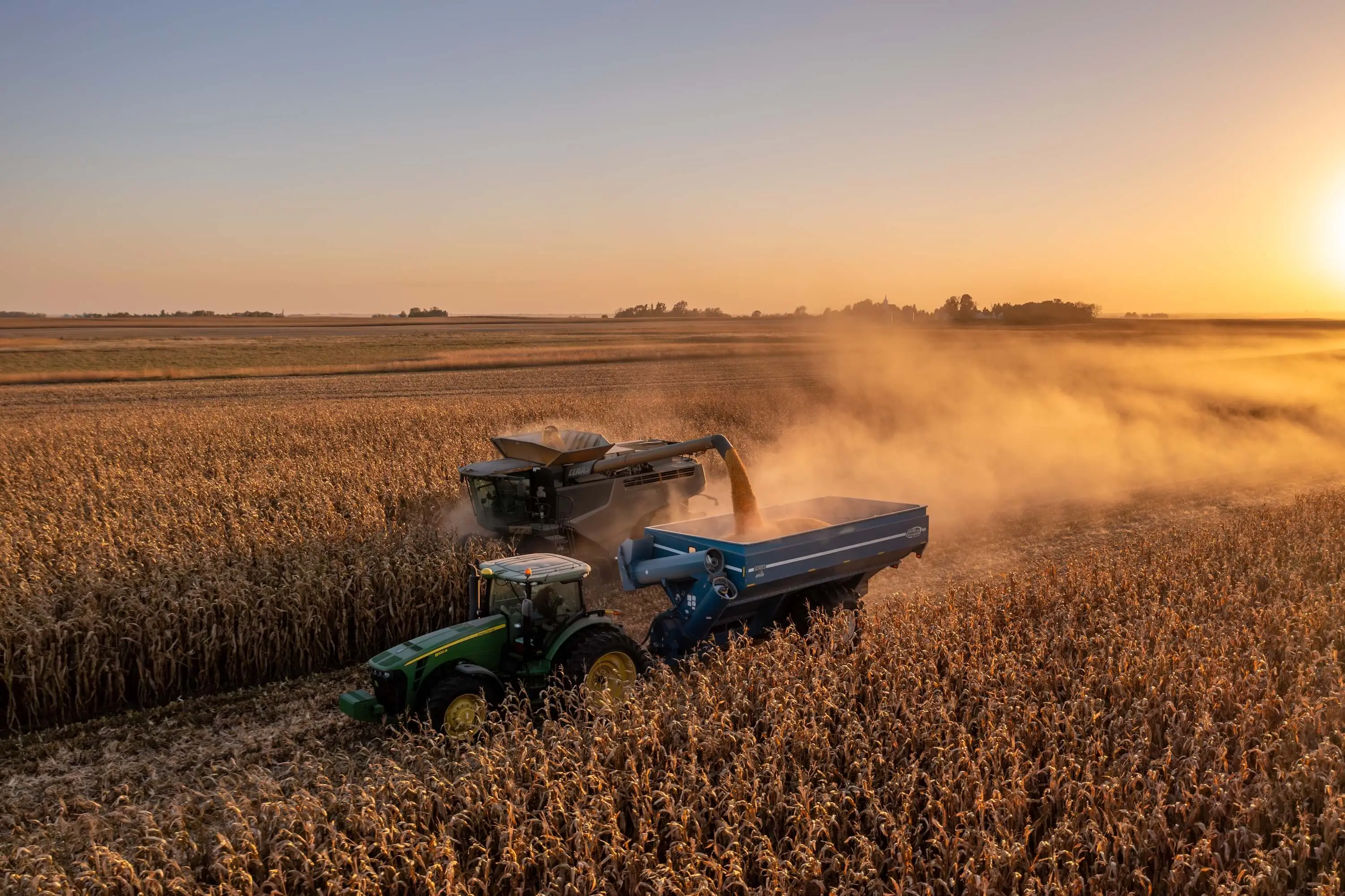 Farmer harvesting crop field