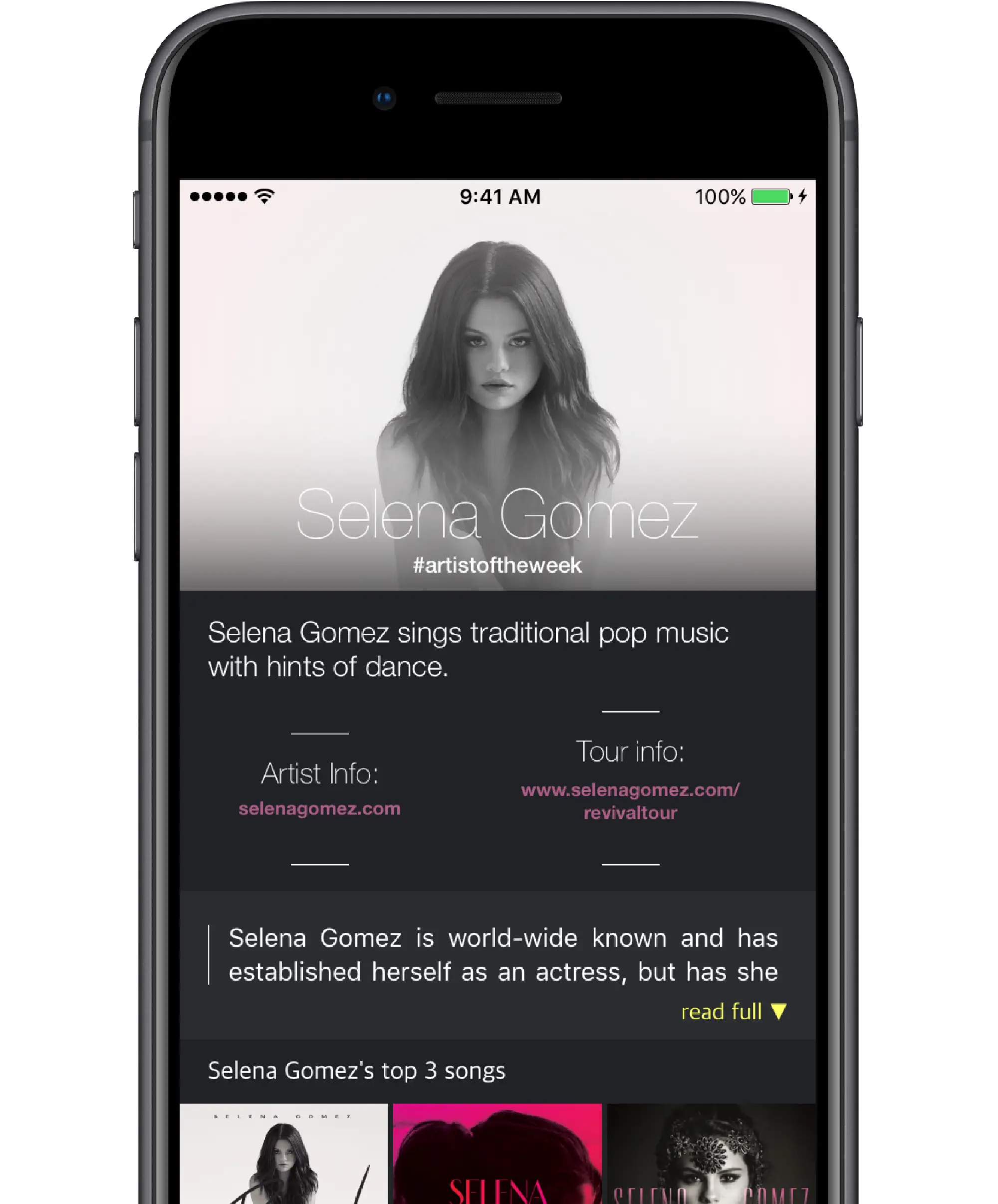 Artist of the week view on Rhythm