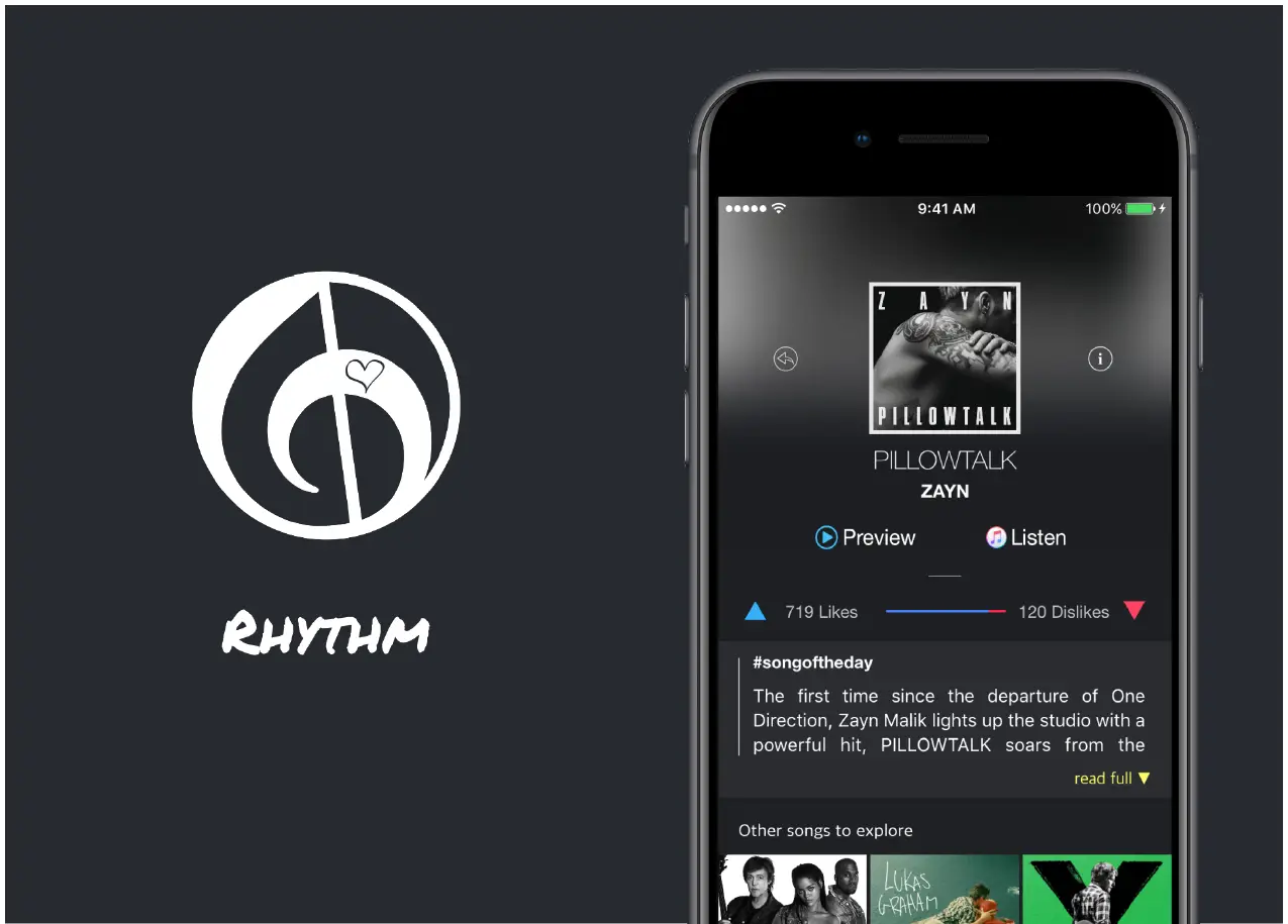 Song view on Rhythm with Rhythm logo
