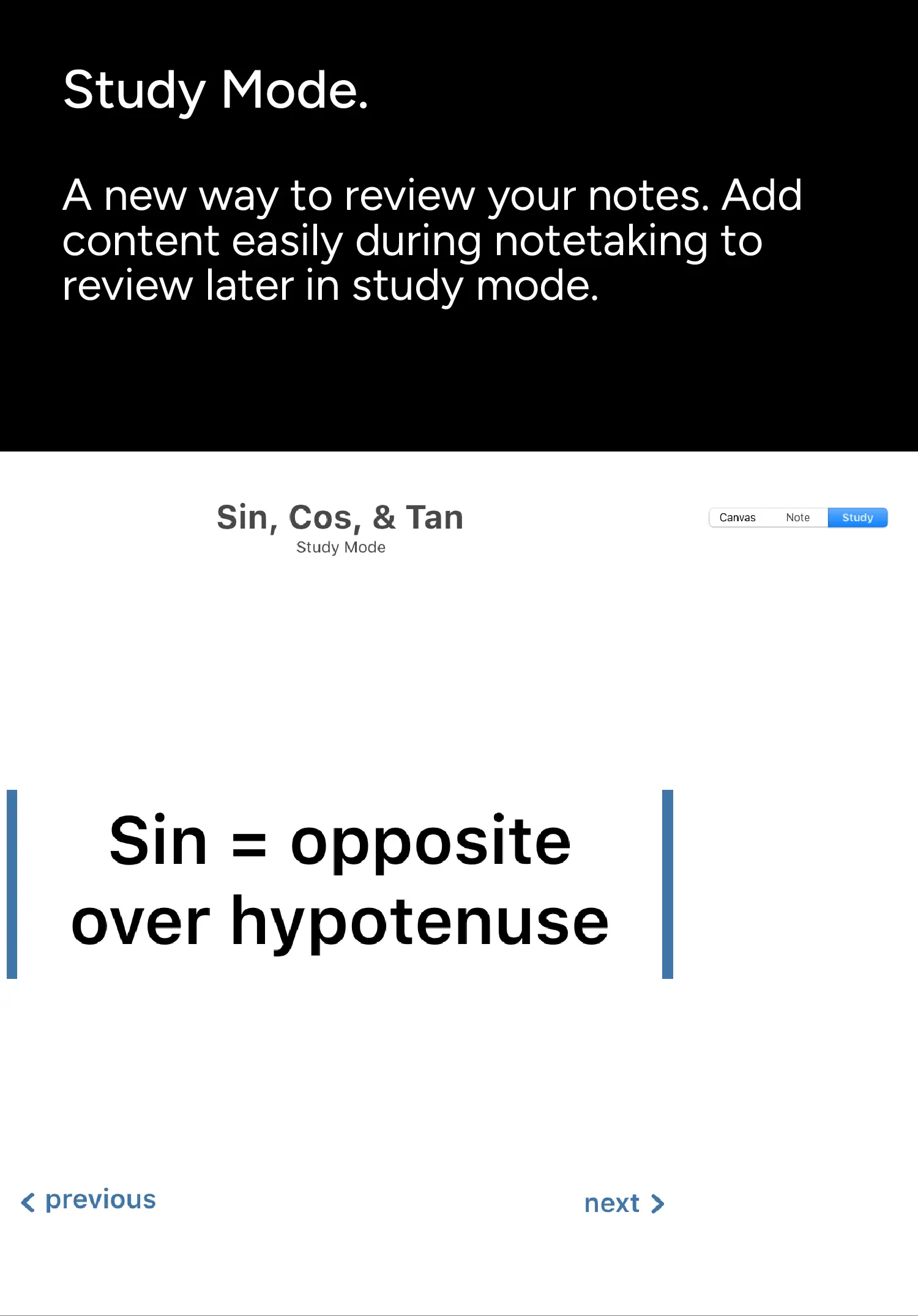Study mode example mockup in Notelife