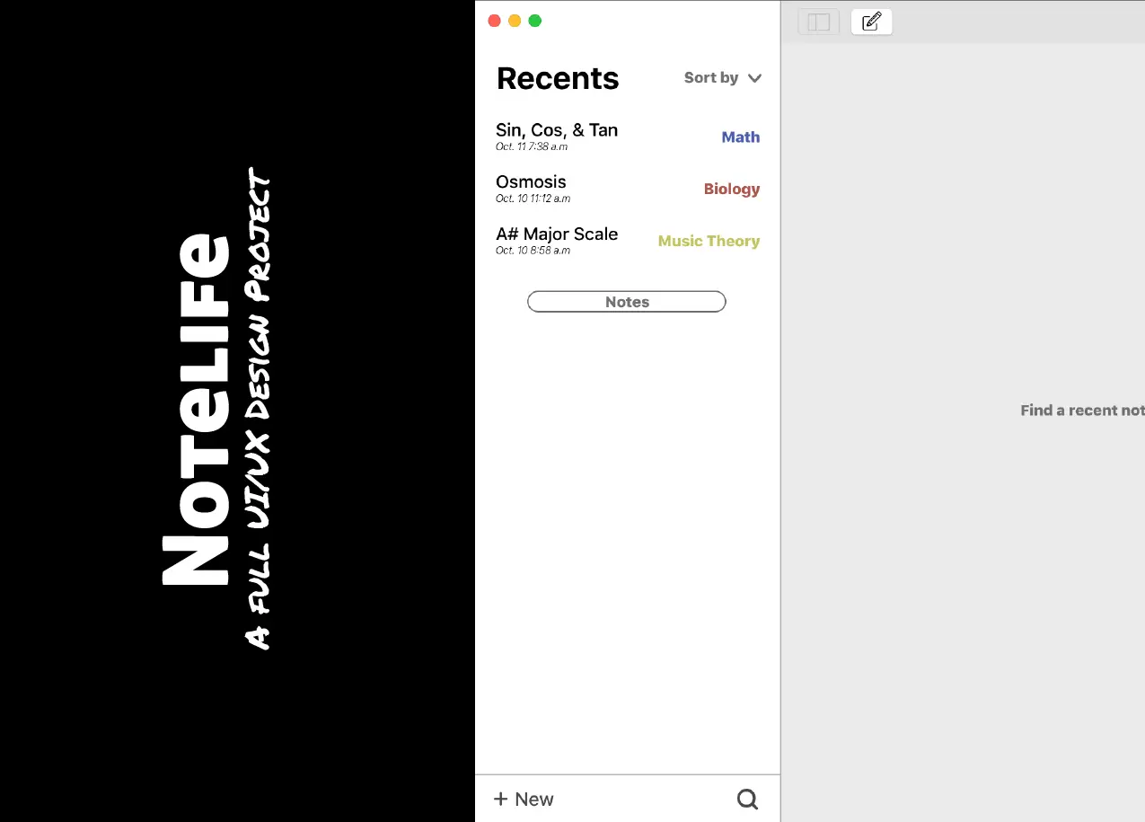 Recent notes view in Notelife