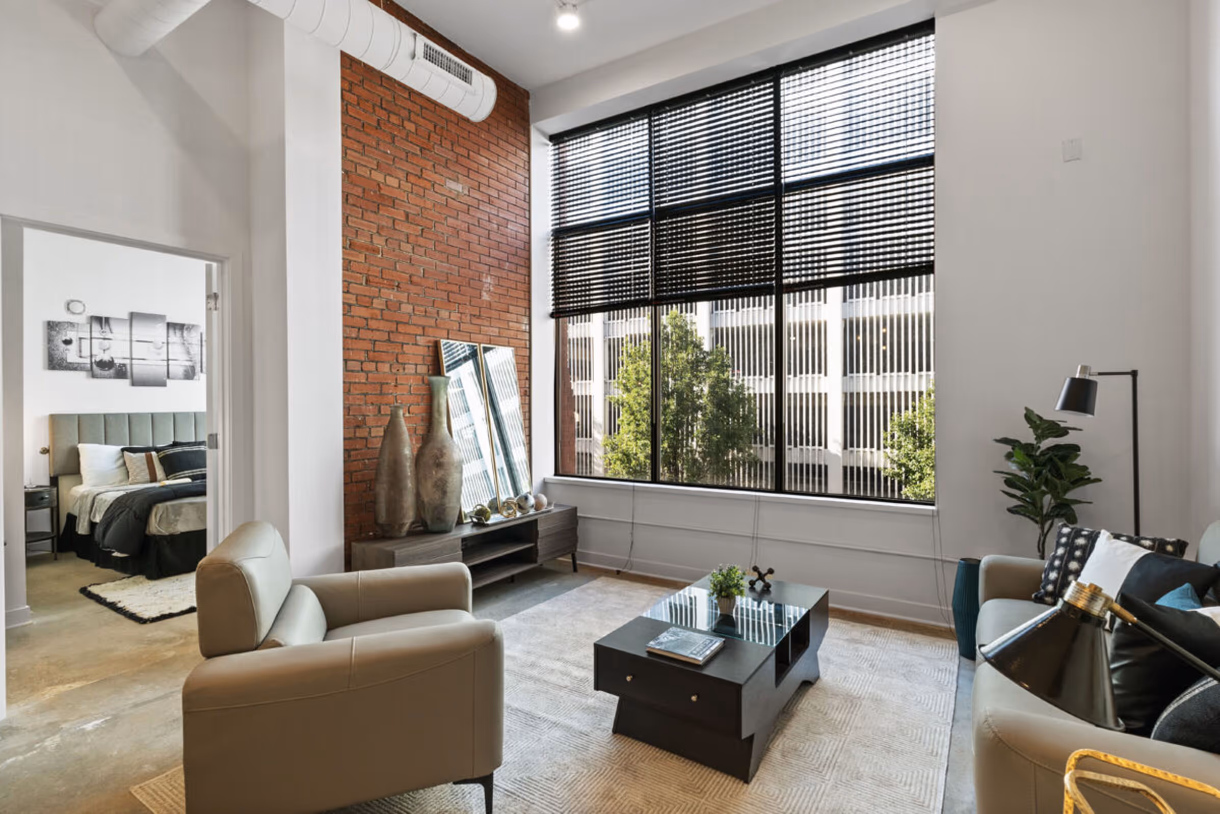 living area with window