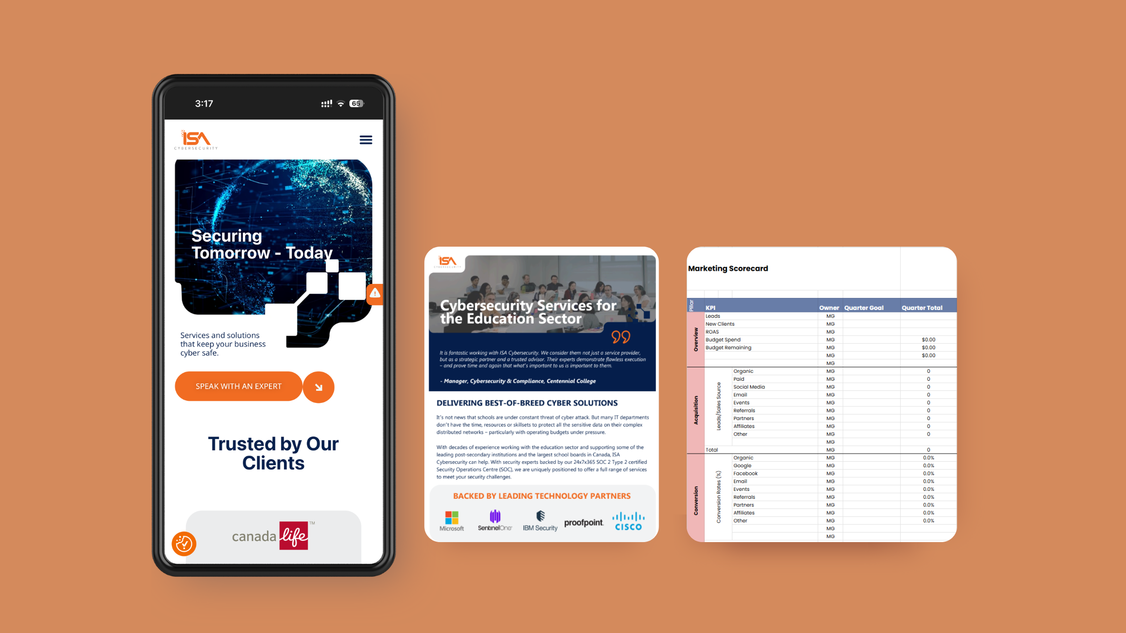 a marketing leader at her desk reviewing reports.