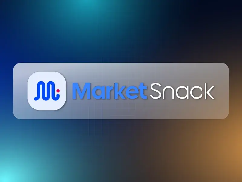 MarketSnack, herramienta de trading basada en flujo institucional y datos en tiempo real, logo oficial sobre fondo degradado.