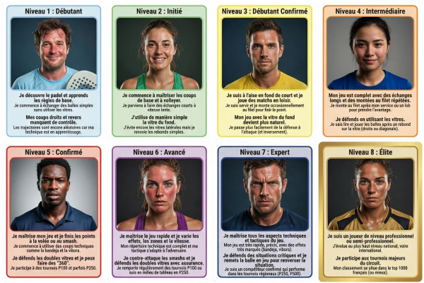 Tu veux connaître ton niveau en Padel ? On en a fait la liste !