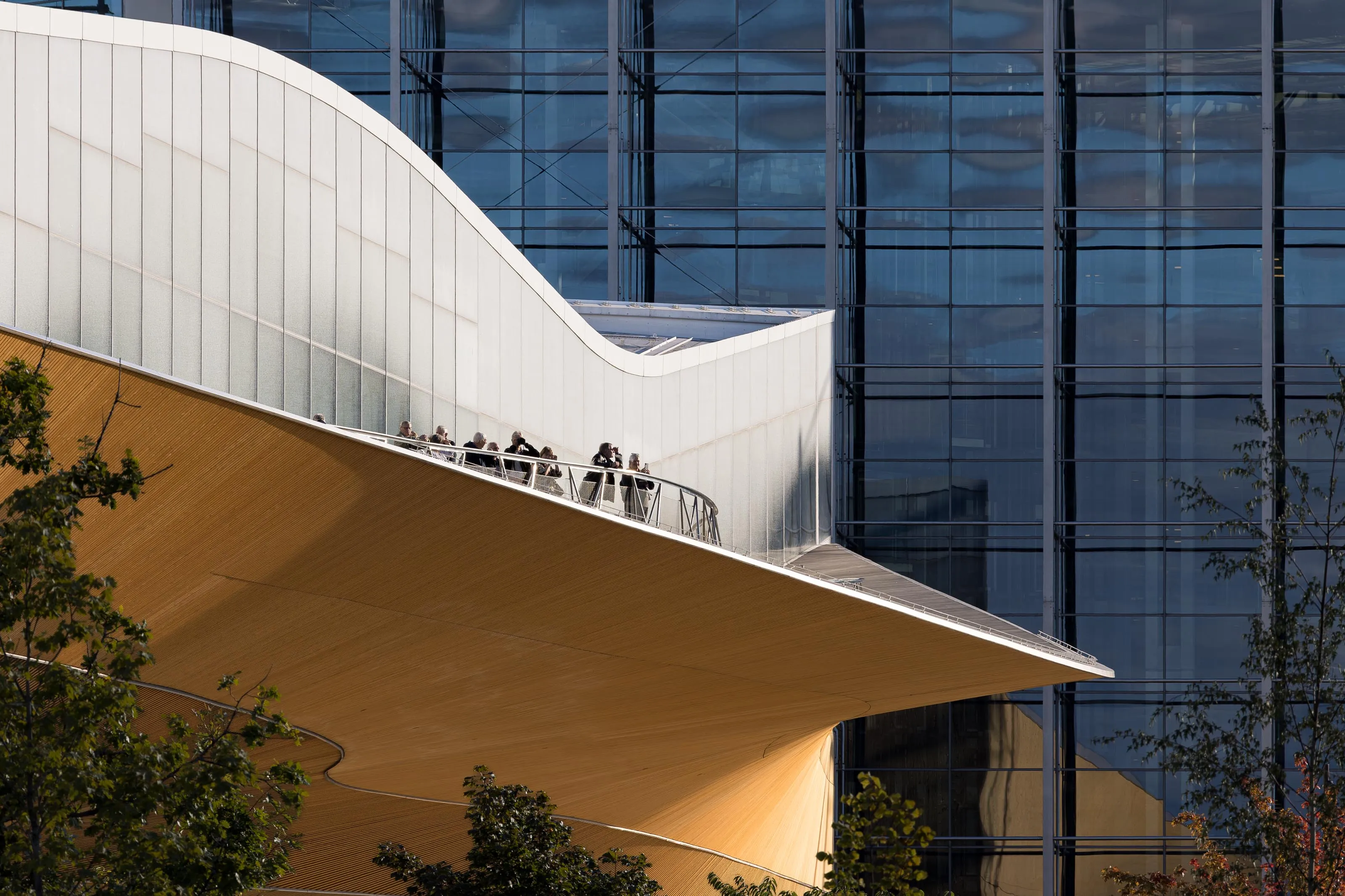 architectural photography of Oodi Central Library in Helsinki, detail shot of roof terrace