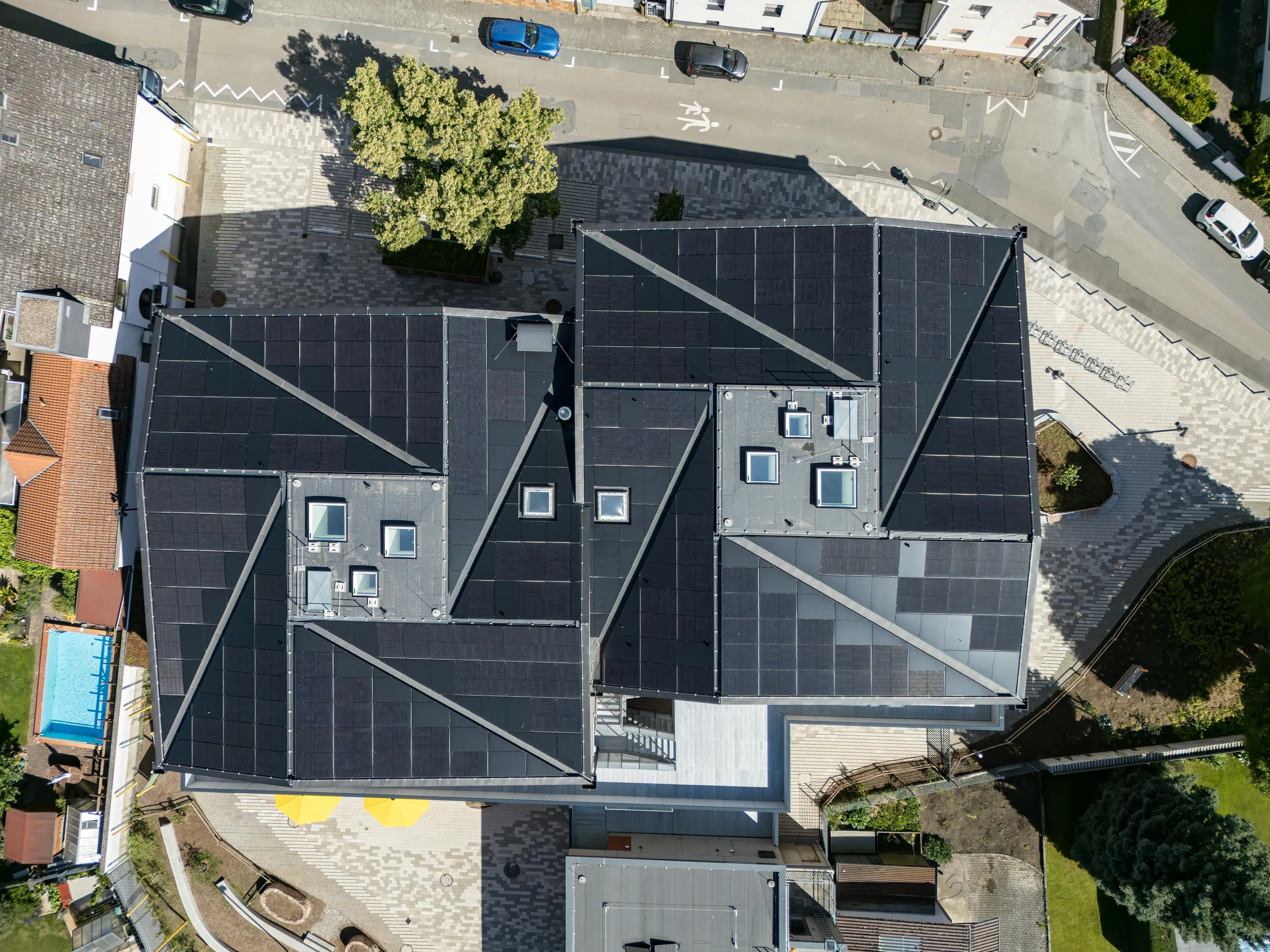 Architekturfotografie Astrid-Lindgren-Schule Weiterstadt for Prosa Architekten Drohnenaufnahme