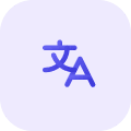 Icon representing language translation with stylized characters.