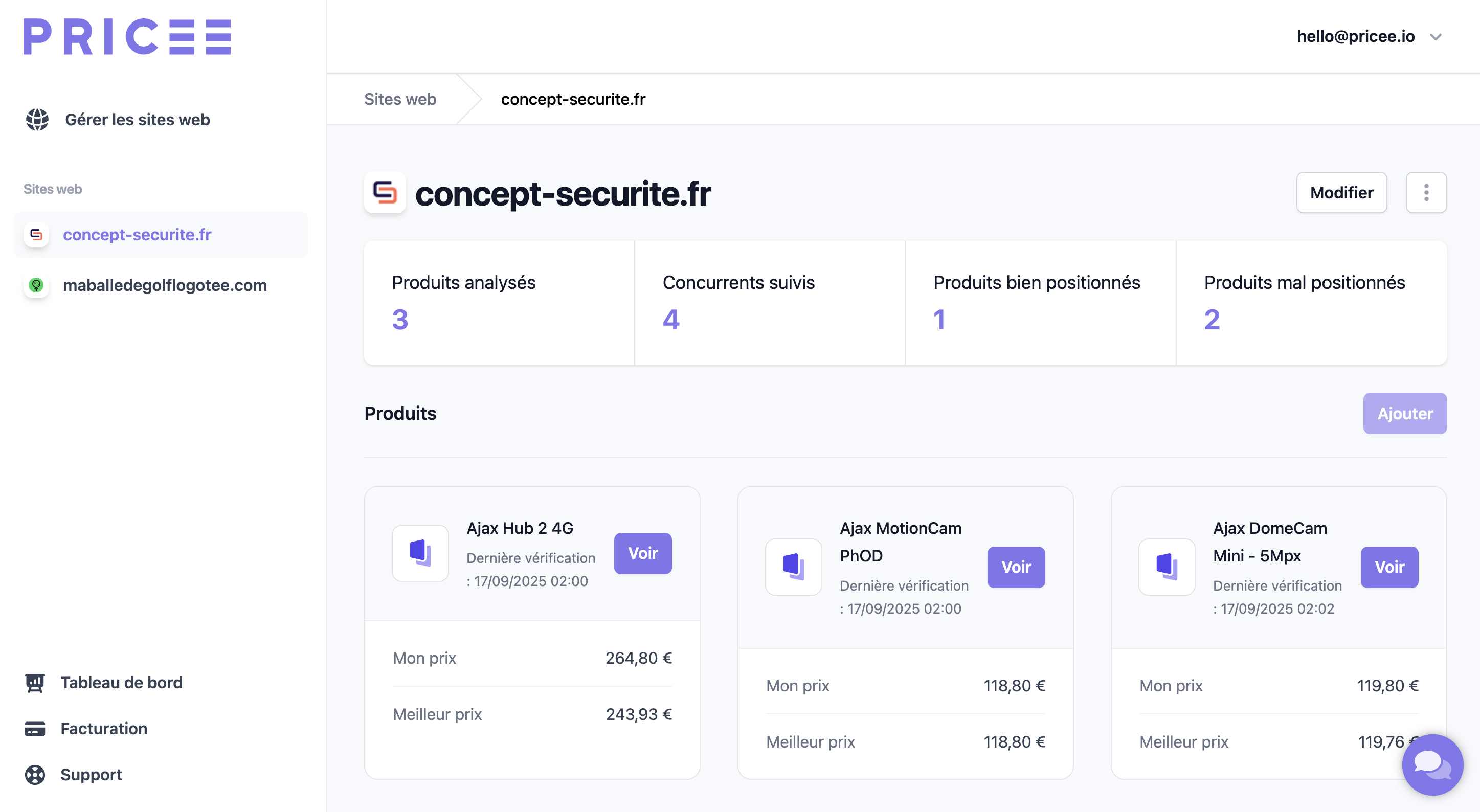 Pricee.io outil de bechnmark automatisée