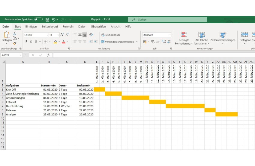 Gantt Diagramm Excel