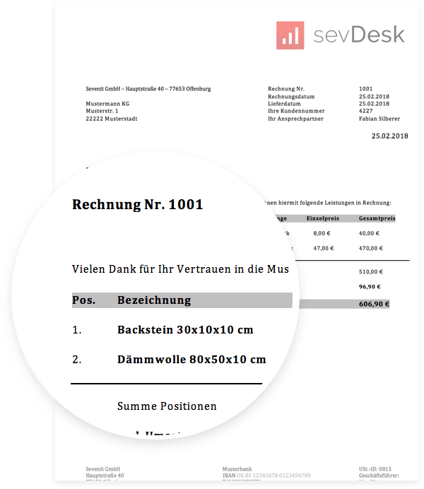 Rechnung Vorlage Muster für Excel und Word