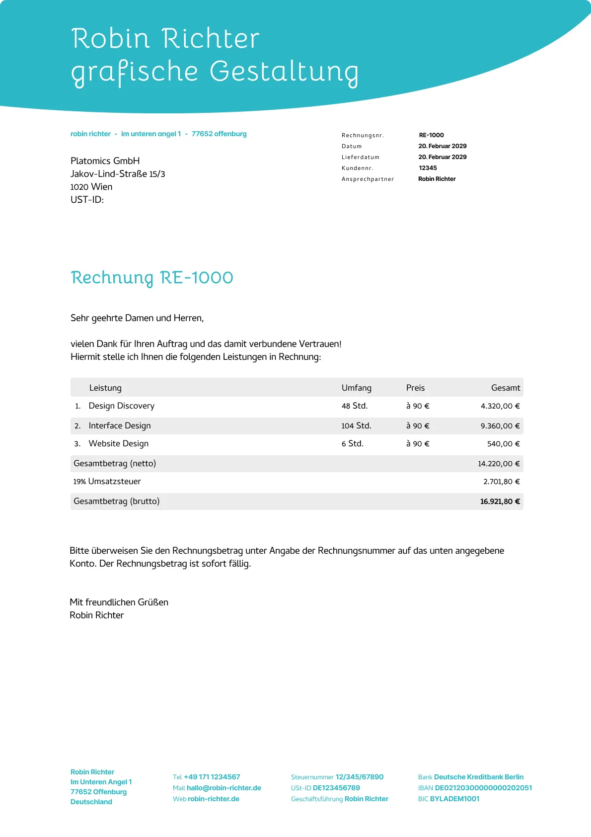 Ein mögliches Rechnungsdesign