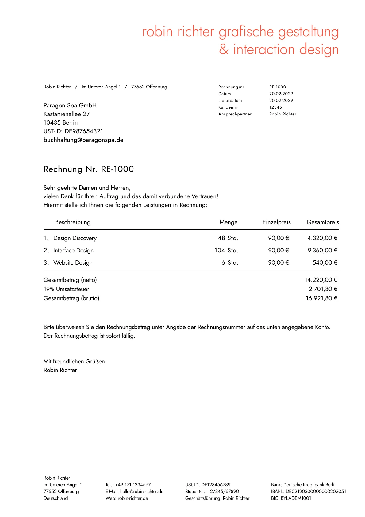Ein mögliches Rechnungsdesign