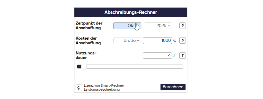AfA-Rechner – animierte Vorschau: Abschreibungen online berechnen