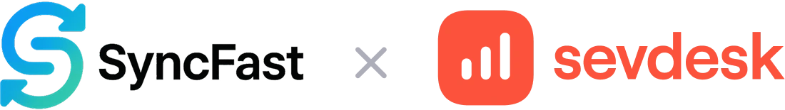 Logos von SyncFast und sevdesk zum einfachen, automatischen Wechsel von Lexware Office und sevdesk