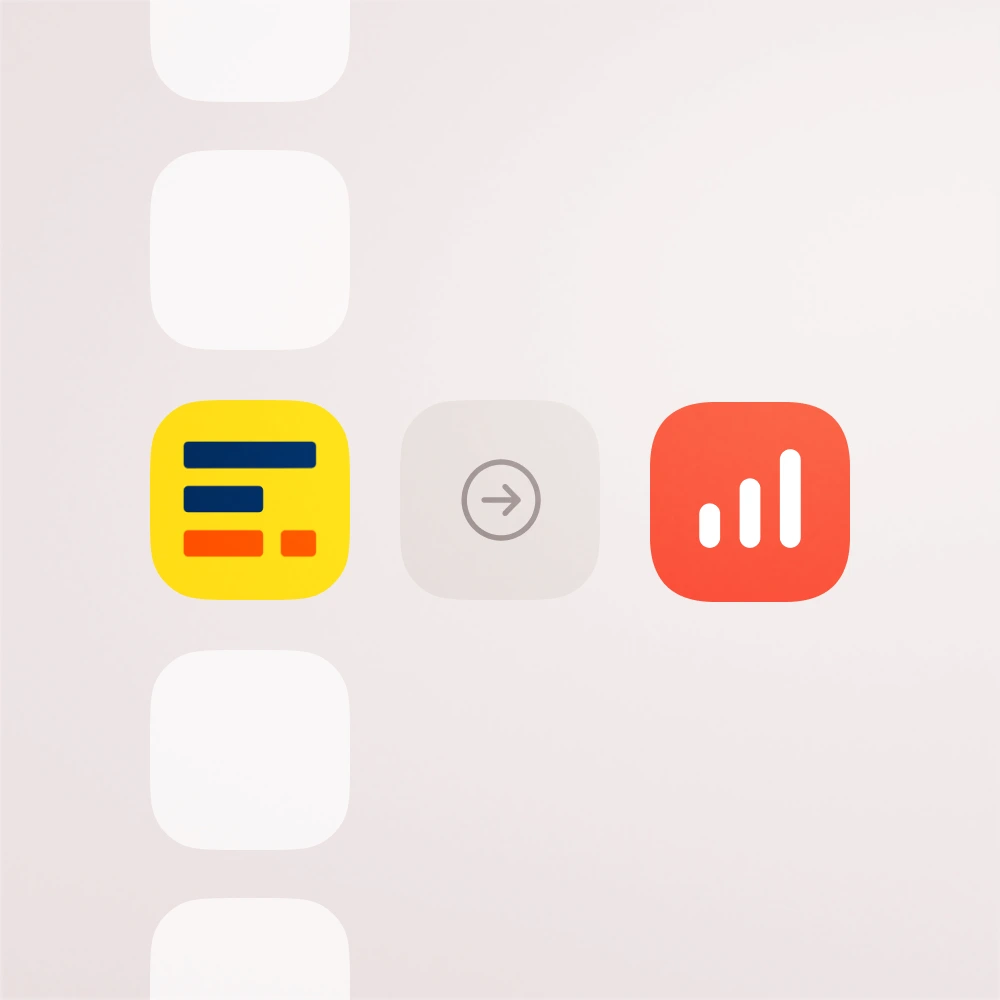 Logos von WISO MeinBüro und sevdesk, um die automatische Datenmigration zu zeigen