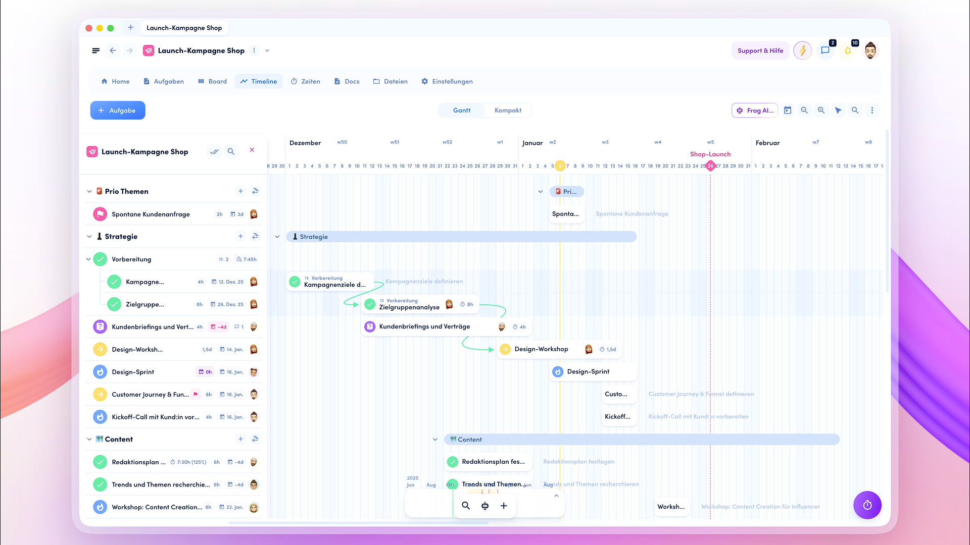 awork Übersicht der To-Do-Listen