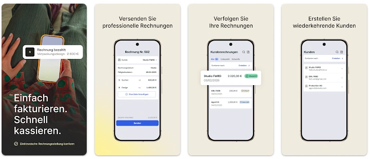 Screenshot der Shine App zum Rechnungen schreiben im App Store