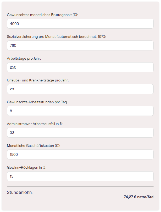 Stundensatz Rechner
