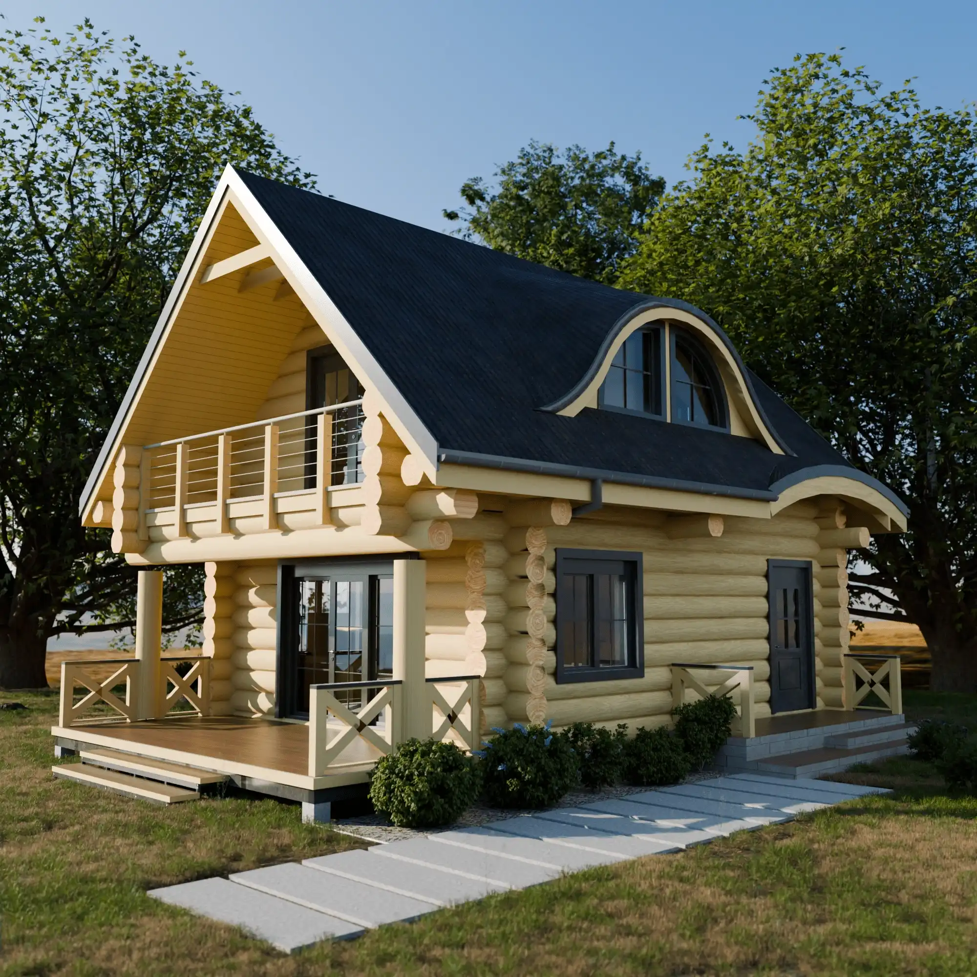 Dom z bali ręcznie ciosanych do 70 m2