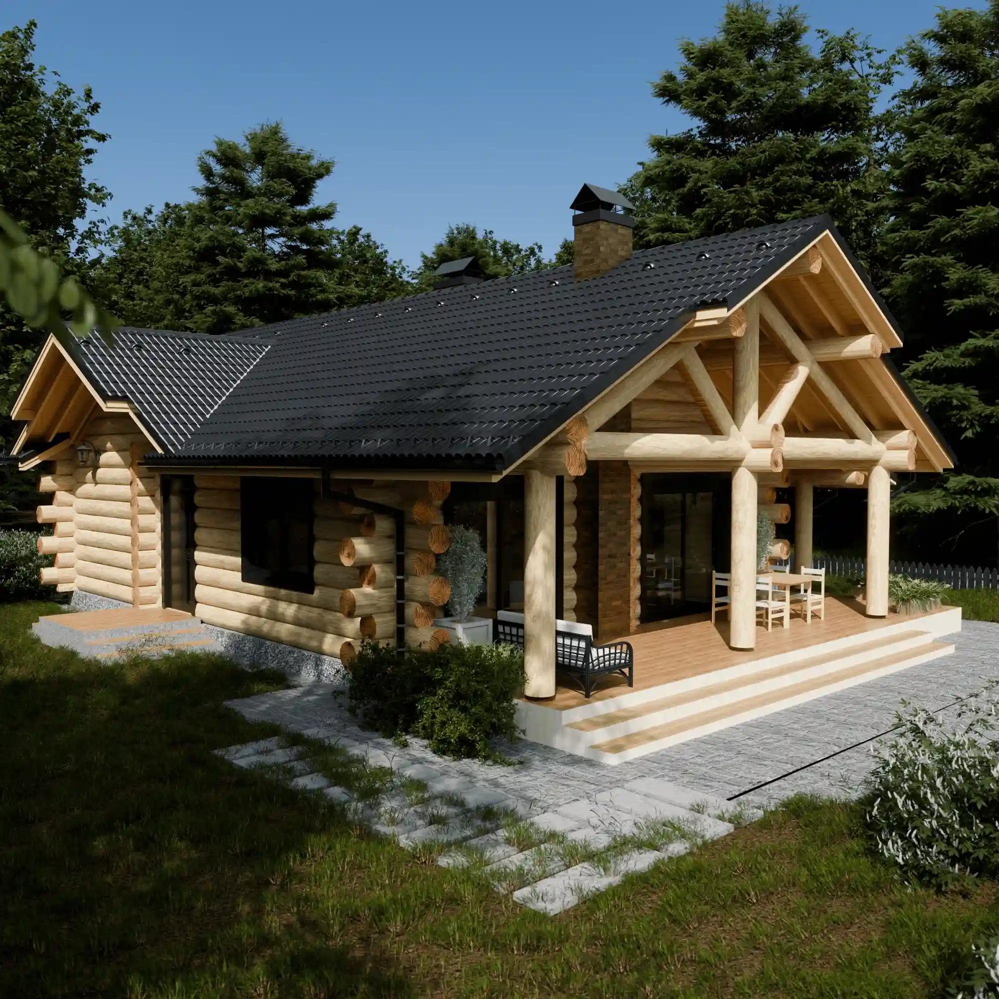 Dom z bali naturalnych parterowy