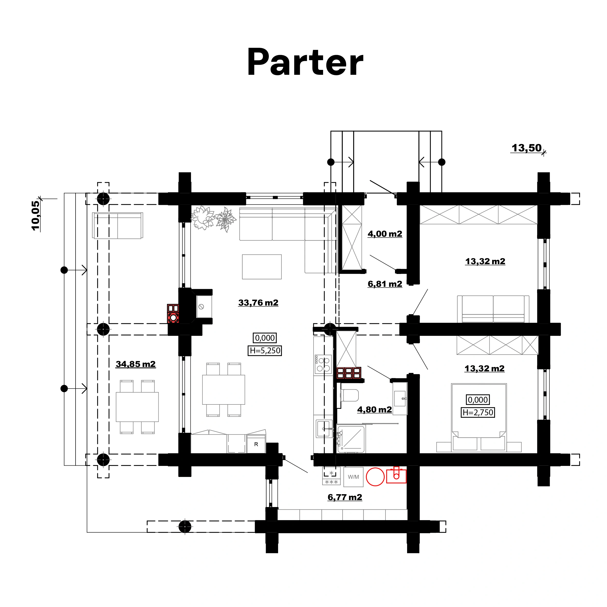 projekt domu z bali parterowy