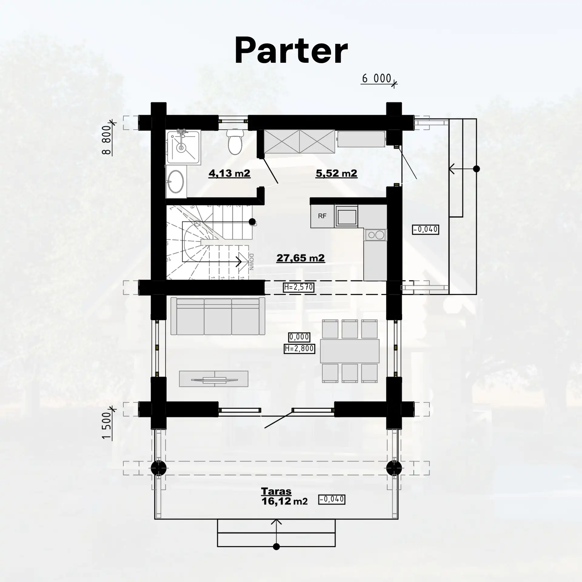 projekt dom z bali do 70 m2