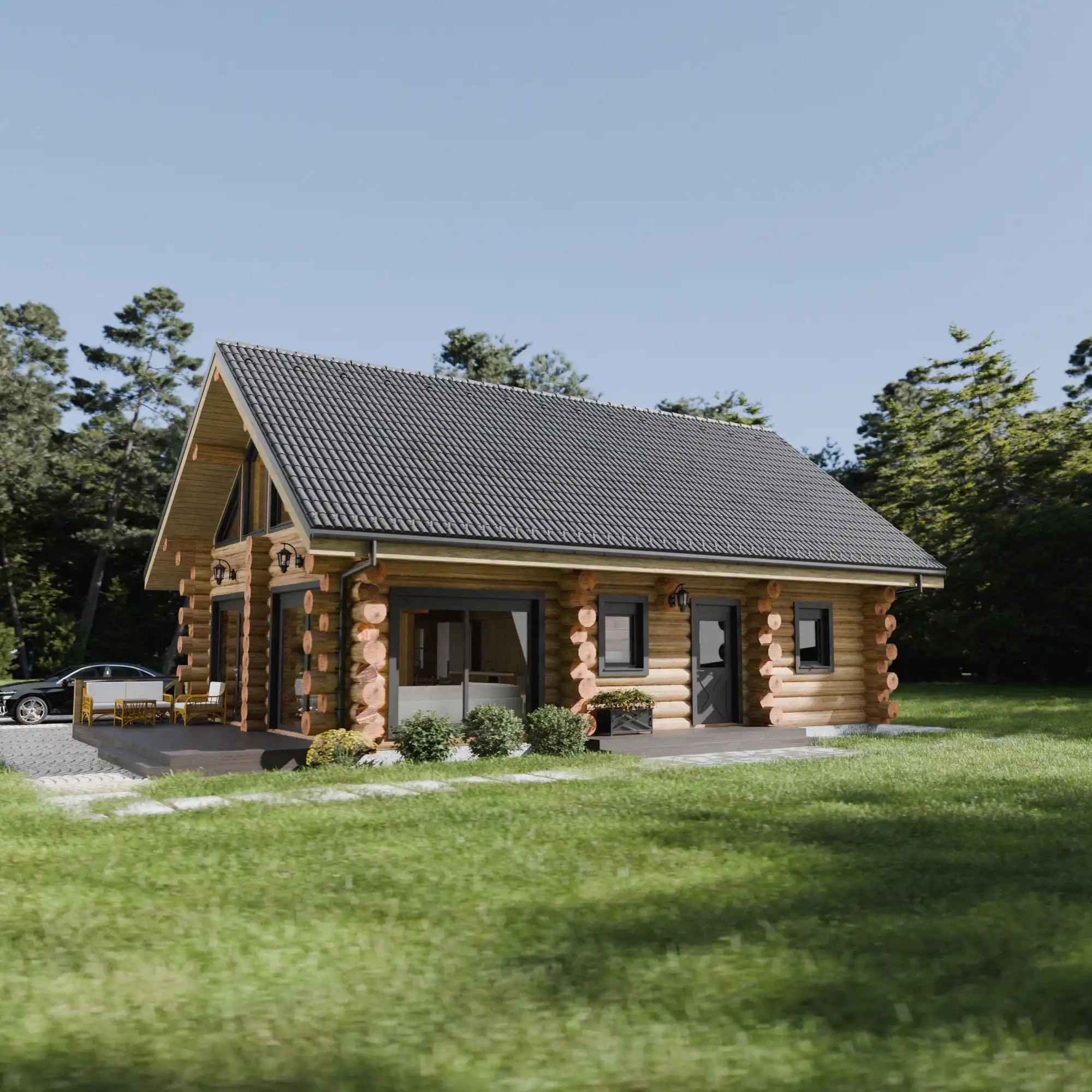 drewniany dom z bali duży