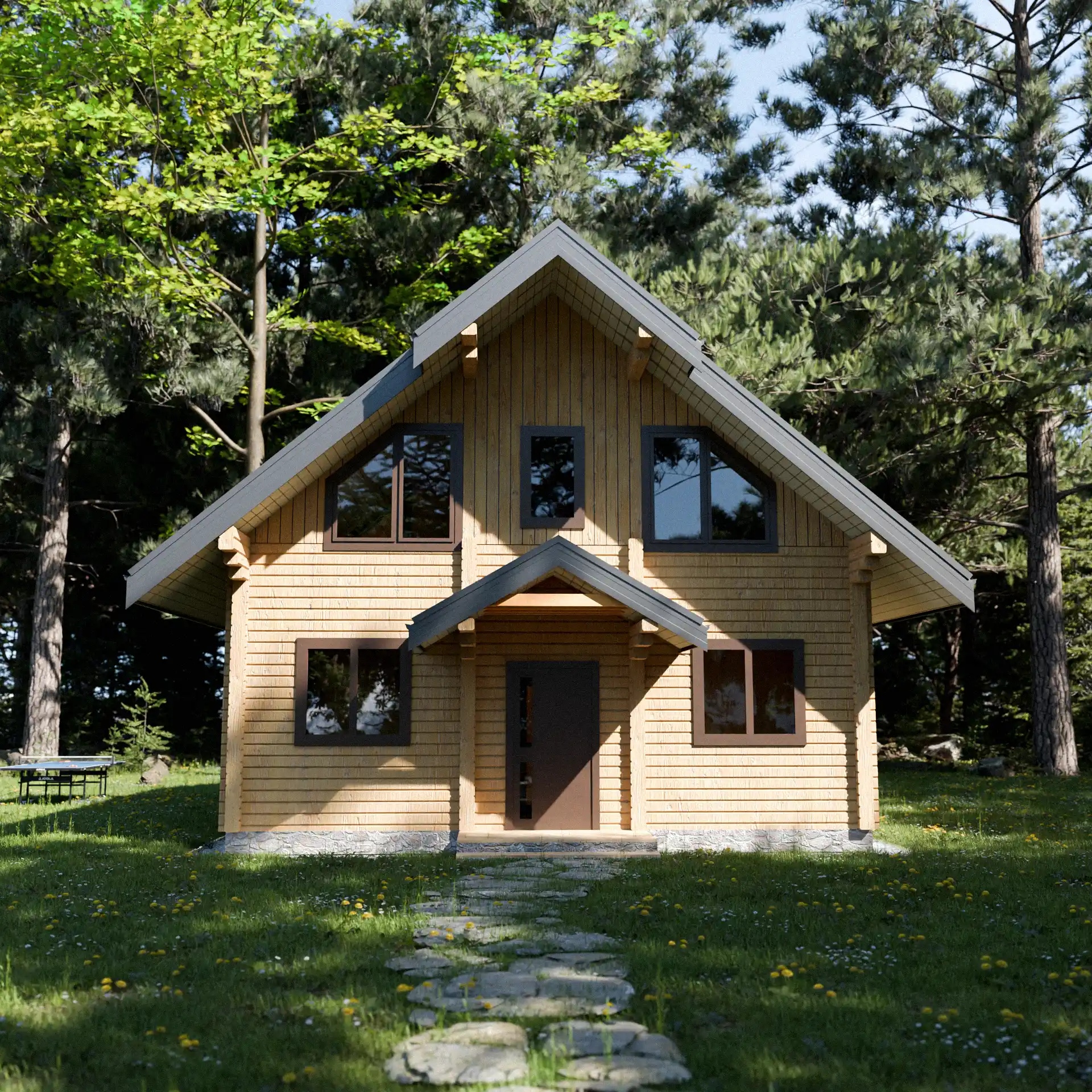 Dom z bali profilowanych Anastazja BP — widok od tyłu