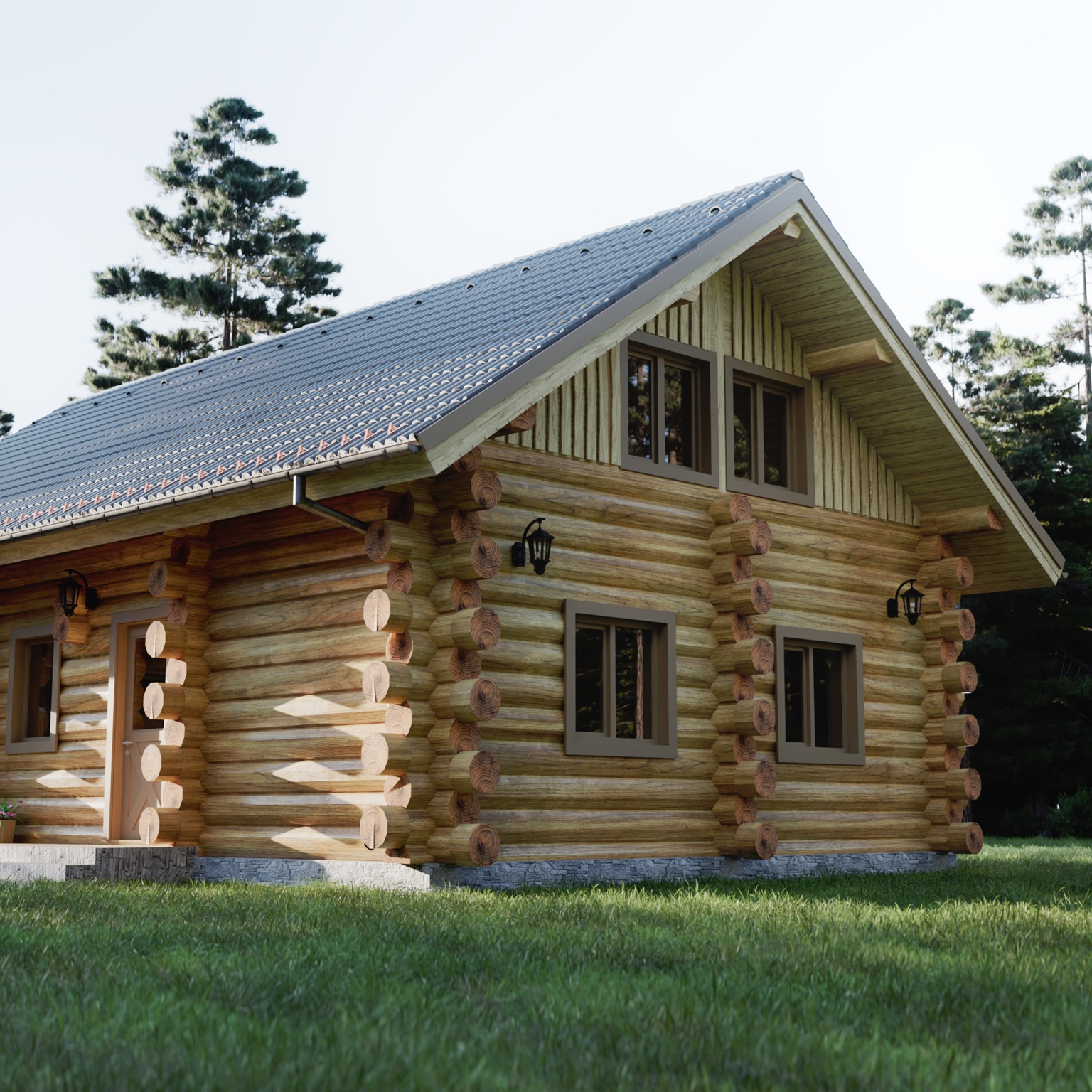 Dom z bali Damian — elewacja tylna