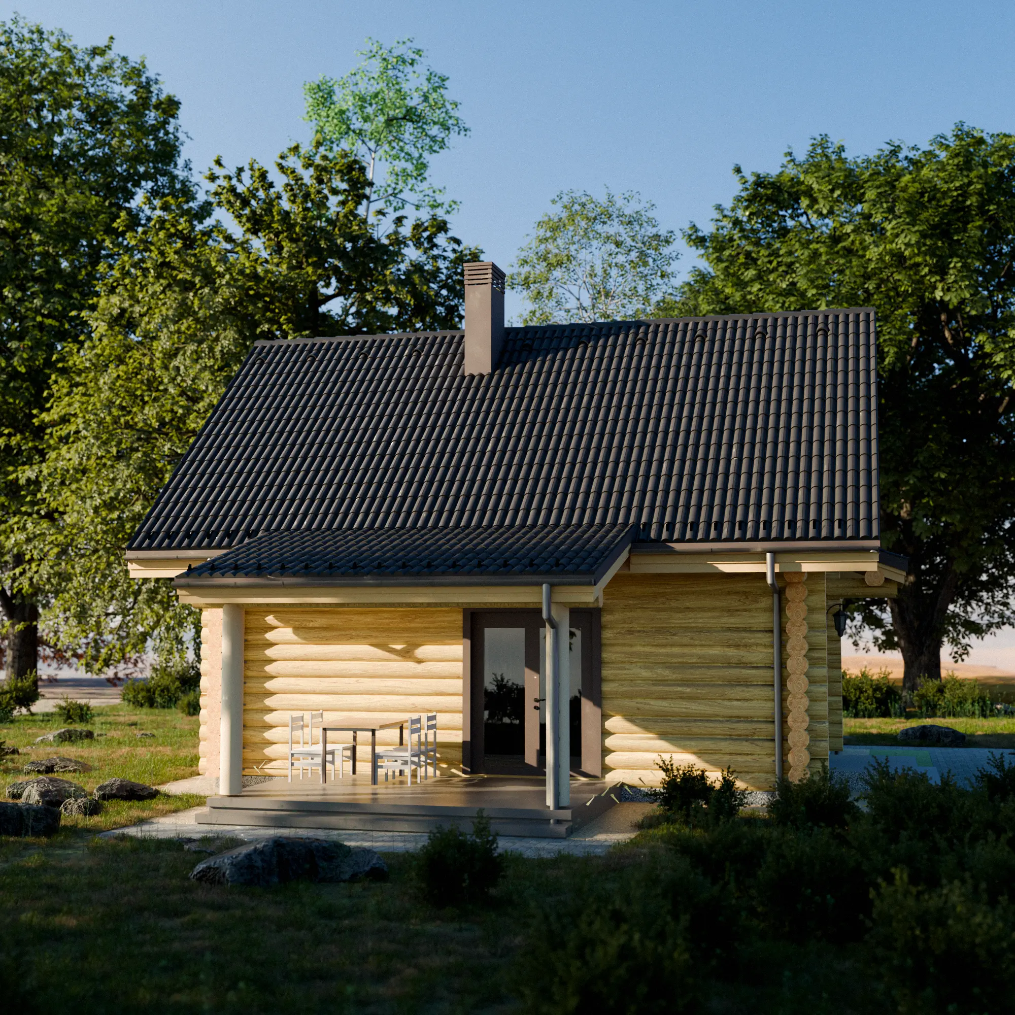 Dom z bali Małgorzata — elewacja tylna