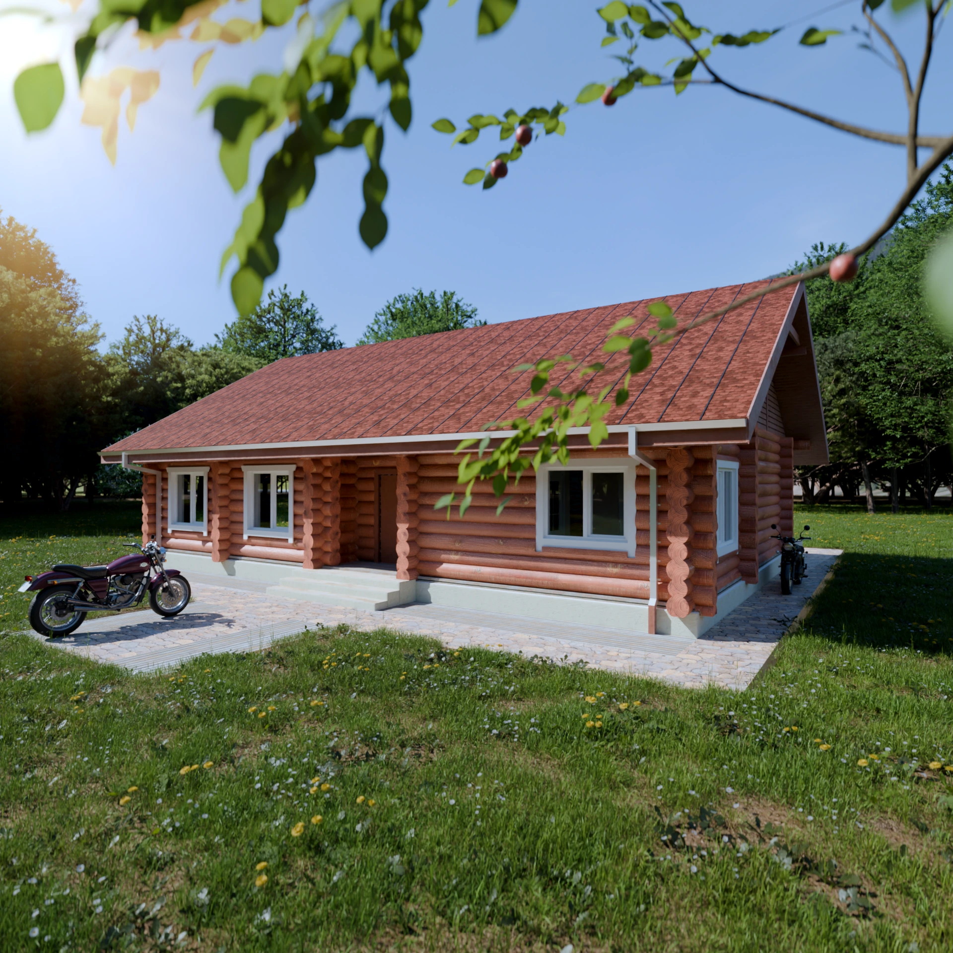 Dom z bali okrągłych Arkadiusz — widok z lewej strony