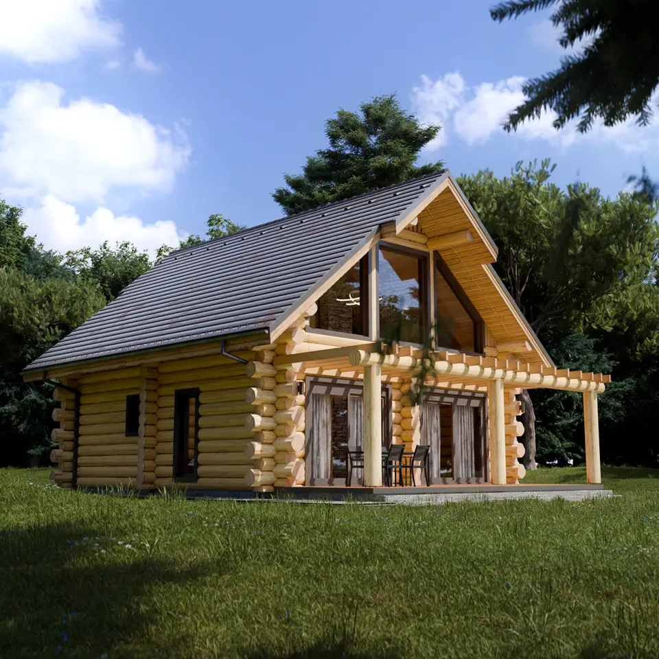 Dom z bali naturalnych Anastazja — widok z lewej