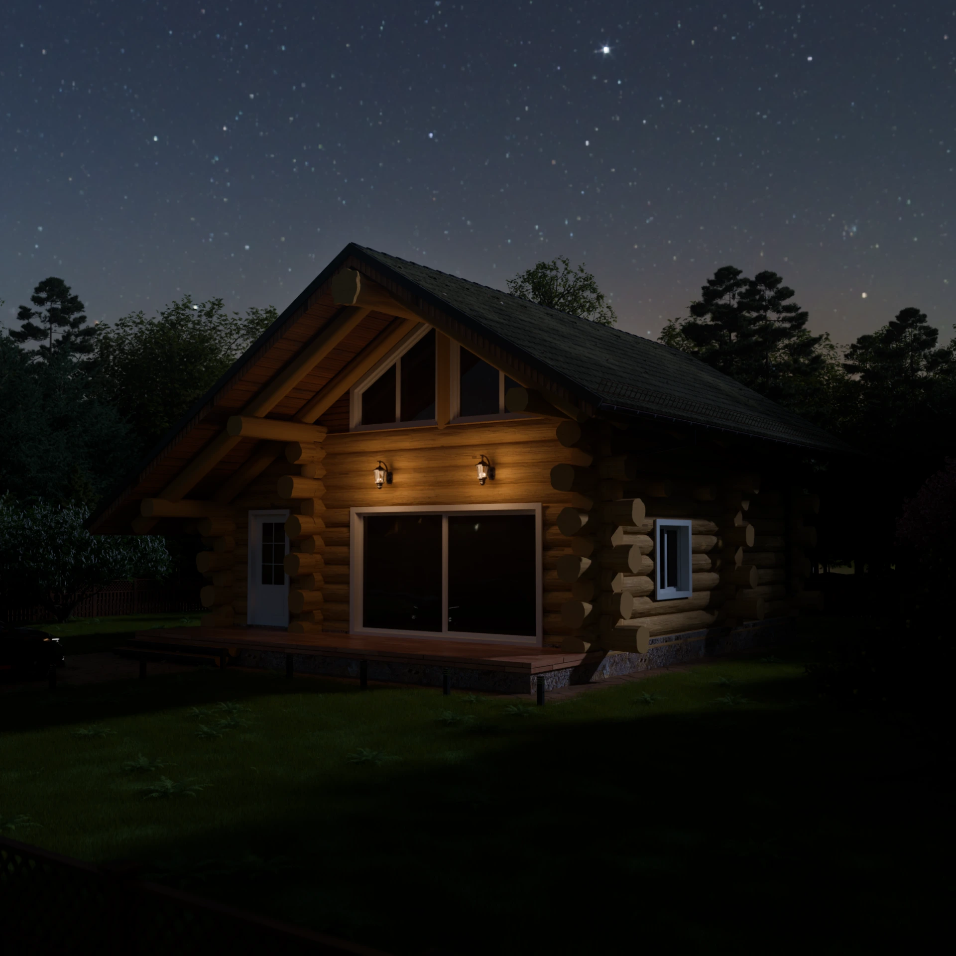 Dom z bali Franciszek — wizualizacja nocna