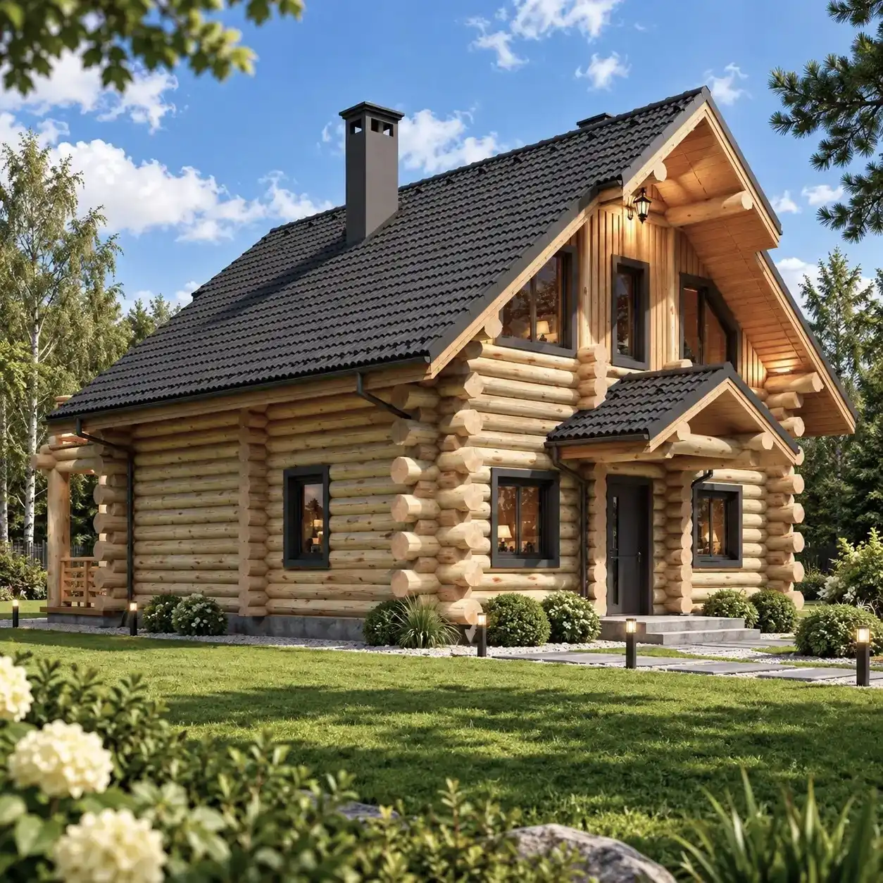 Dom z bali ręcznie ciosanych Anastazja z balkonem