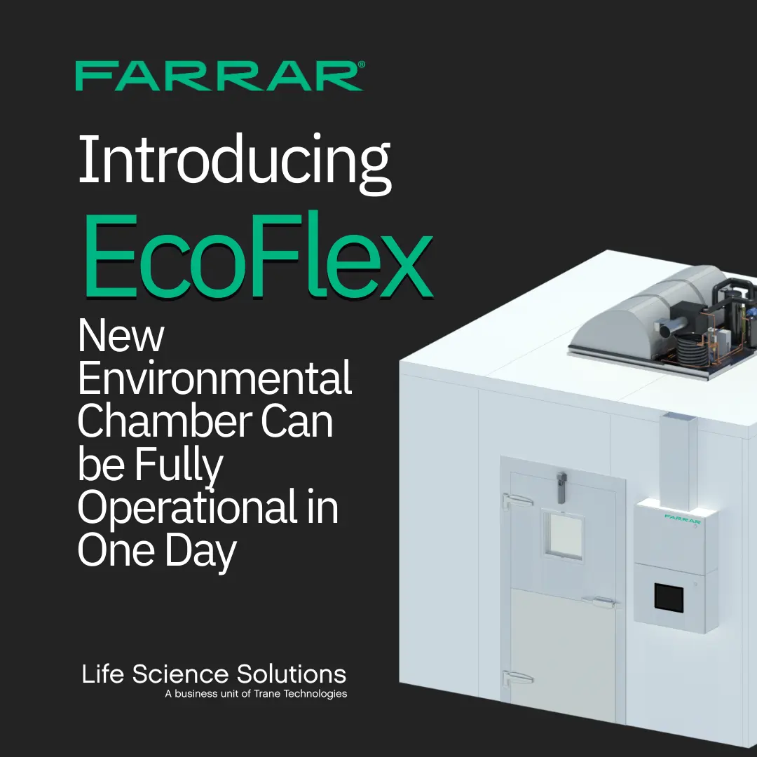 Une nouvelle chambre environnementale modulaire unique, à montage supérieur et accessible, de FARRAR®, une marque de Trane Technologies, innovateur mondial dans le domaine du climat, peut être opérationnelle en moins de 24 heures.