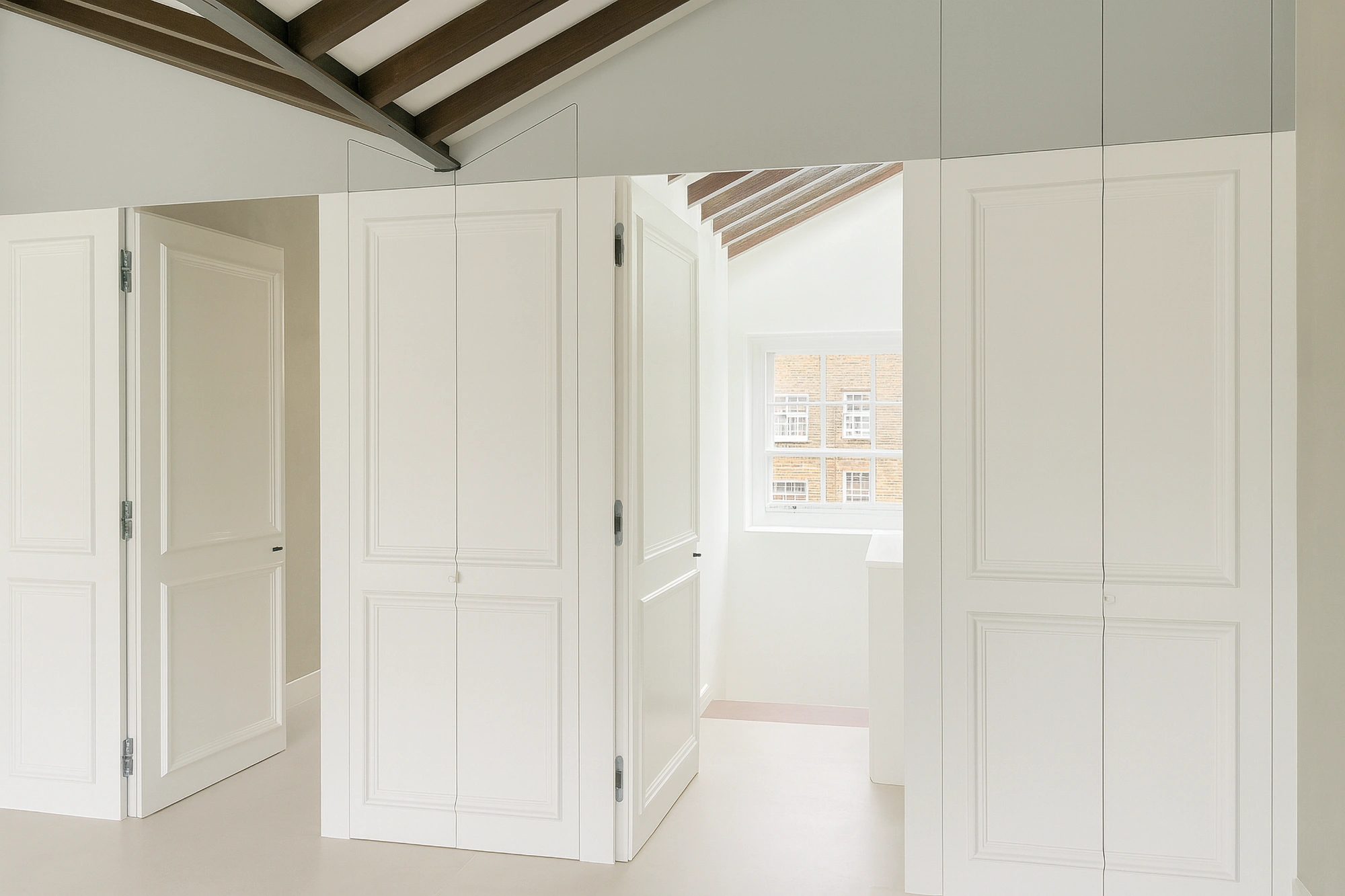 Finished kitchen with stone worktops and integrated appliances