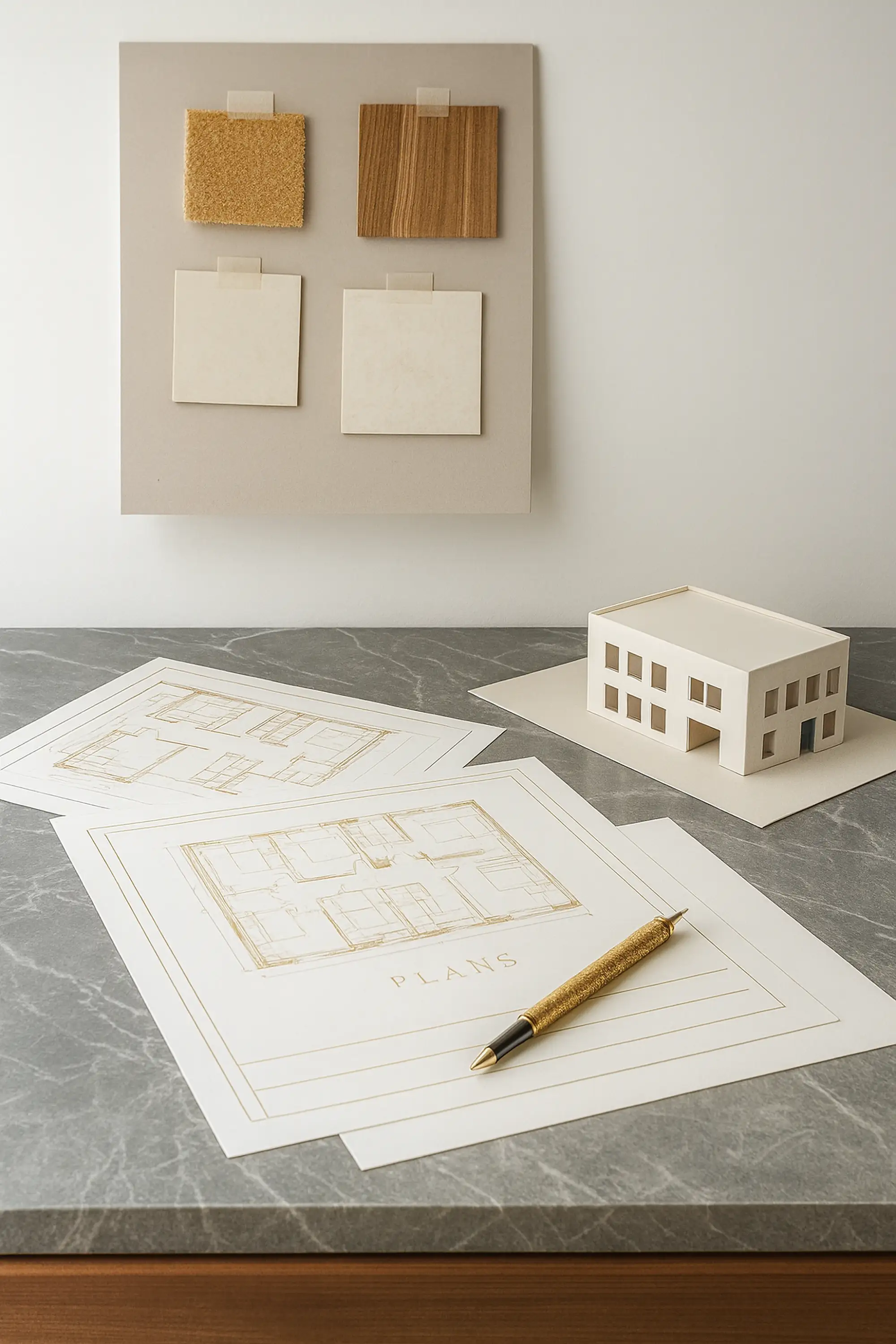 Finished kitchen with stone worktops and integrated appliances