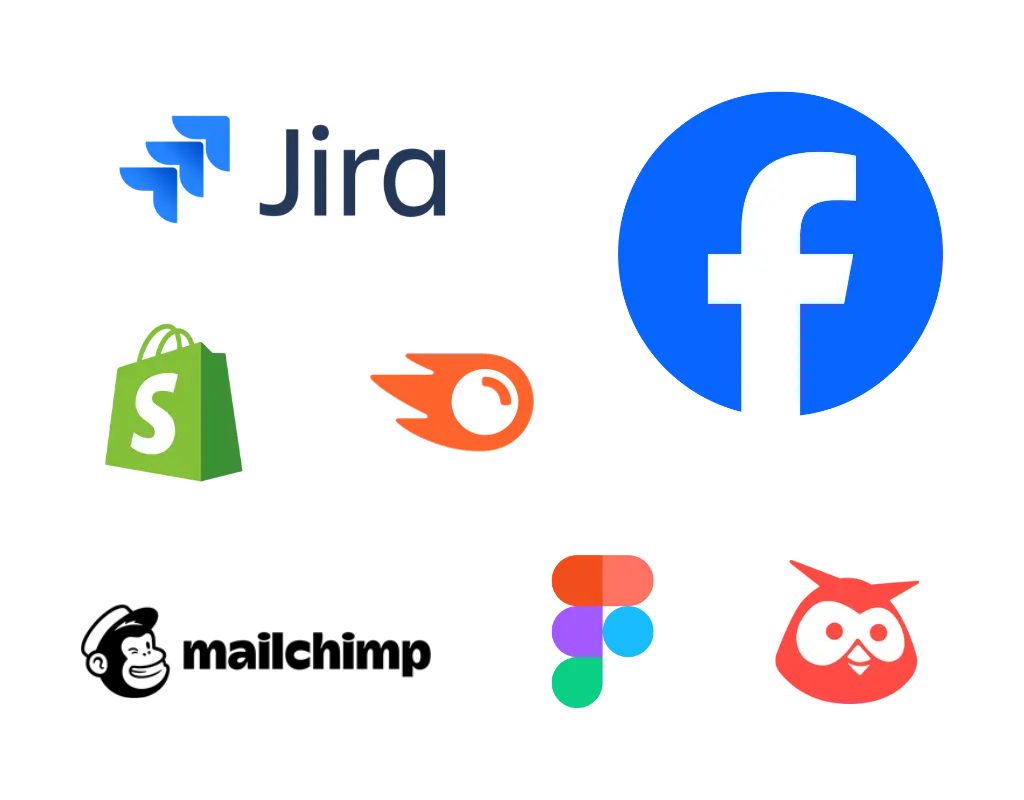 Eine Auswahl an Marketing-Tools, die wir automatisieren, anbinden und optimieren können und dies ganz einfach mit No-Code.