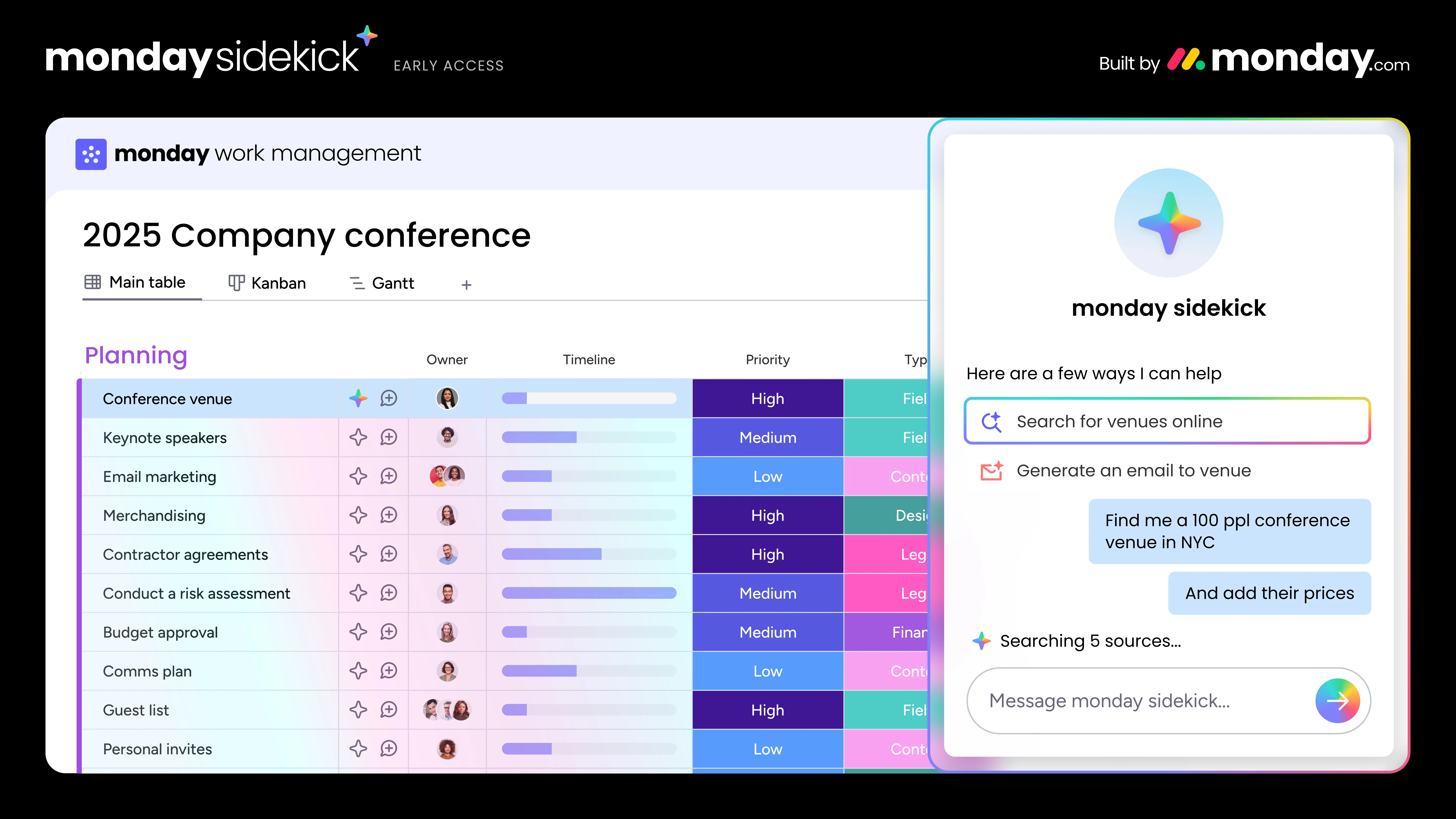 monday Sidekick ist dein AI Assistent, der dir diverse Arbeiten in monday abnimmt und vereinfacht.