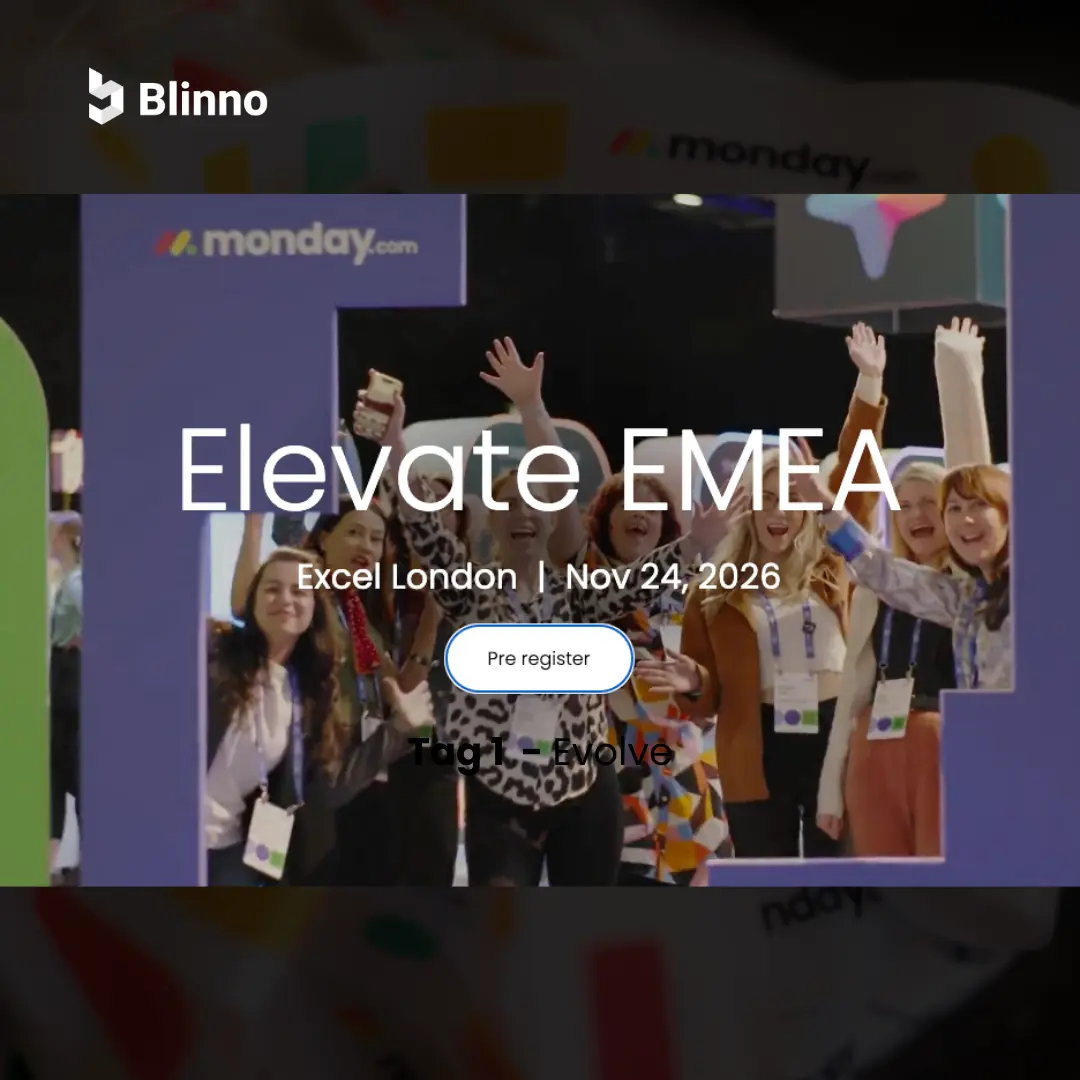Blinno ist auch dieses Jahr wieder an der monday Elevate EMEA in London mit dabei!