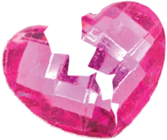 faceted magenta pink gemstone heart cracked in half