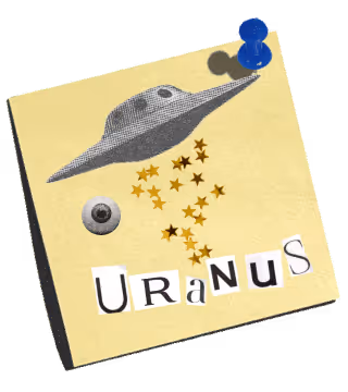 Uranus zodiac sign illustration with stars and blue pushpin