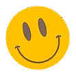 Classic yellow smiley face emoji with curved smile representing happiness